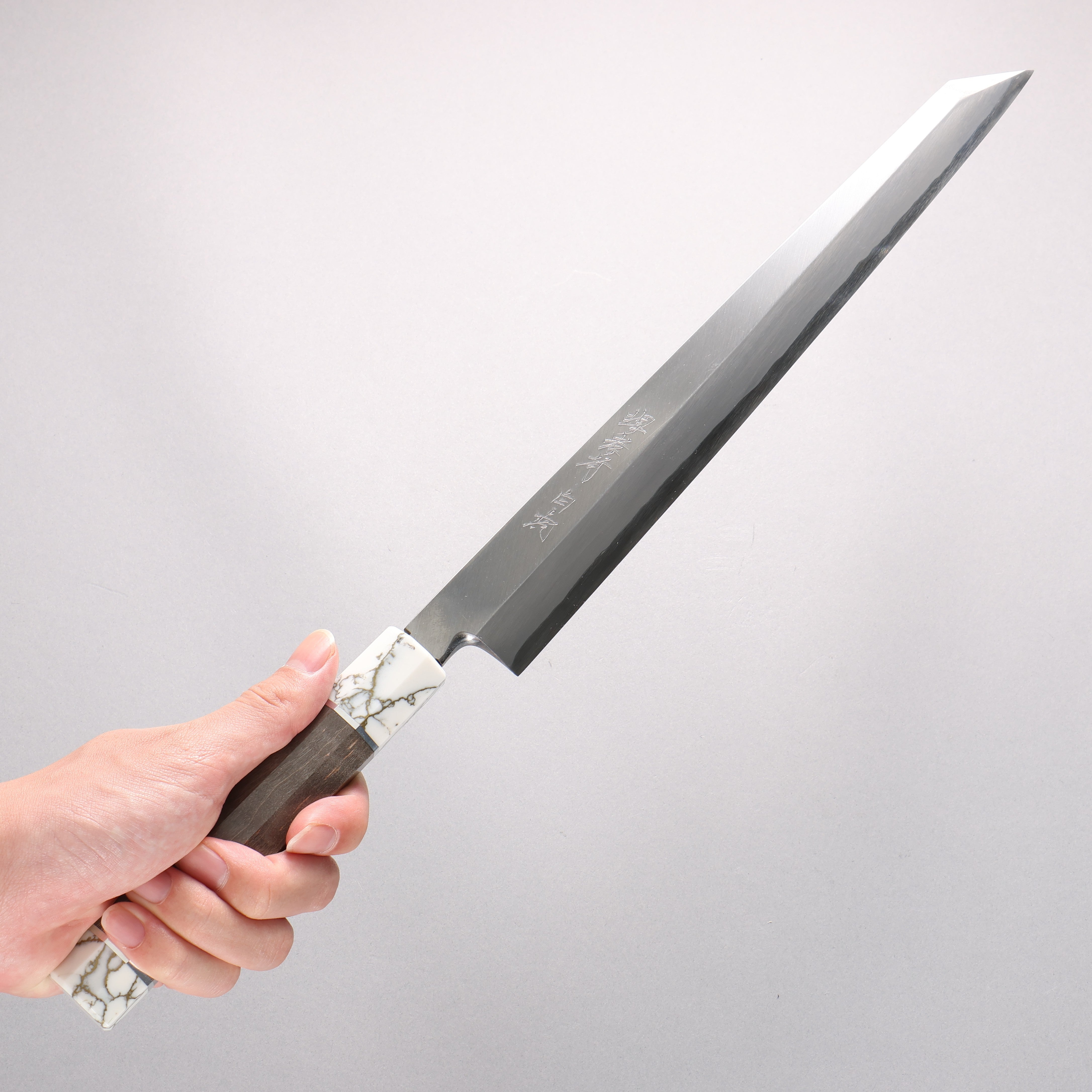 堺 孝行 白虎 白一鋼 切付柳刃包丁 300mm スタビライズドウッド柄 鞘付き - 清助刃物