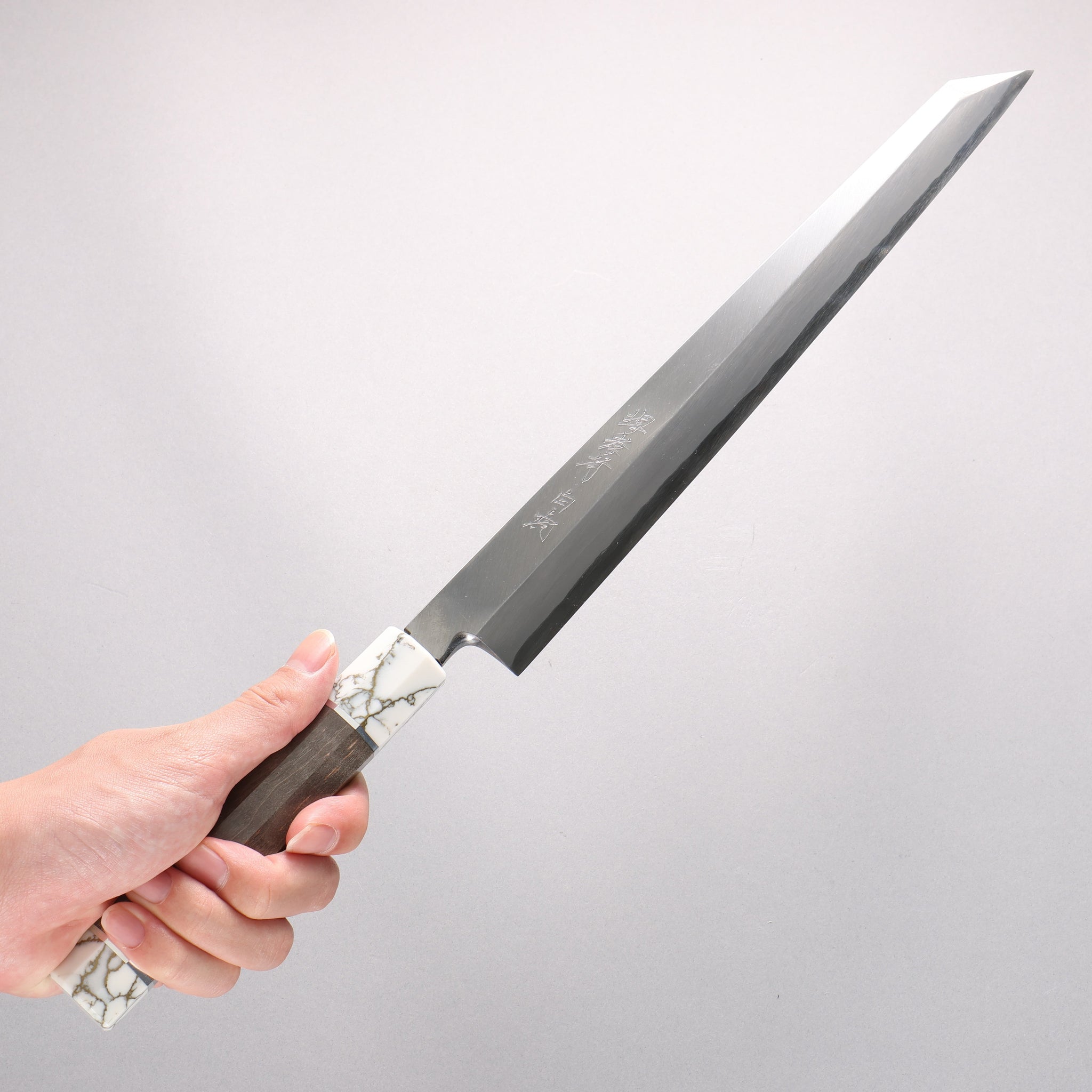 堺 孝行 白虎 白一鋼 切付柳刃包丁 300mm スタビライズドウッド柄 鞘付き - 清助刃物