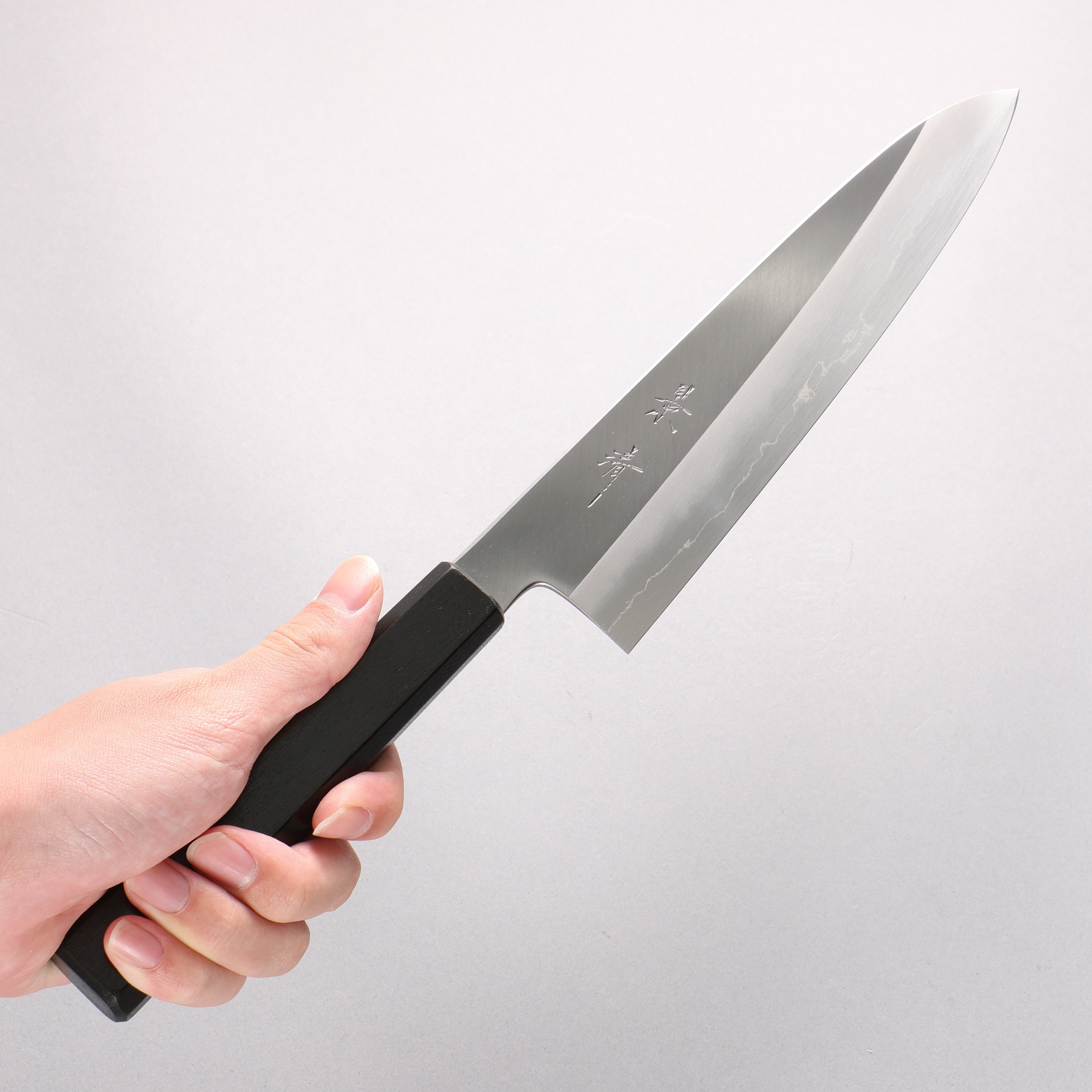 景清 銀三鋼 牛刀包丁 210mm 黒漆塗り (朴)柄 – 清助刃物 Japan