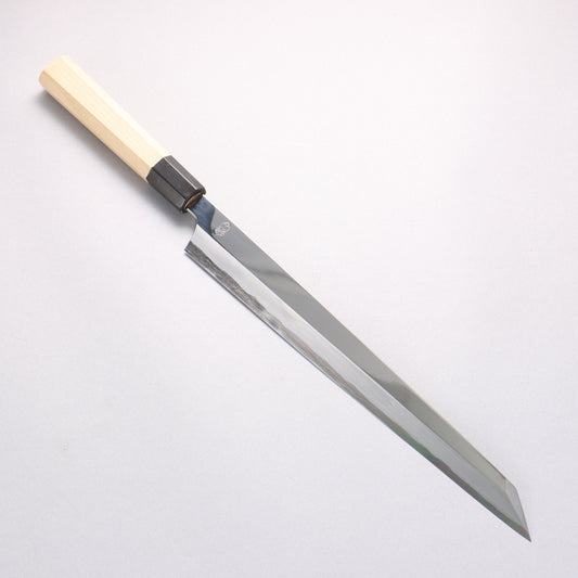 重陽 白鋼 鏡面仕上げ 剣型柳刃包丁  300mm 朴柄