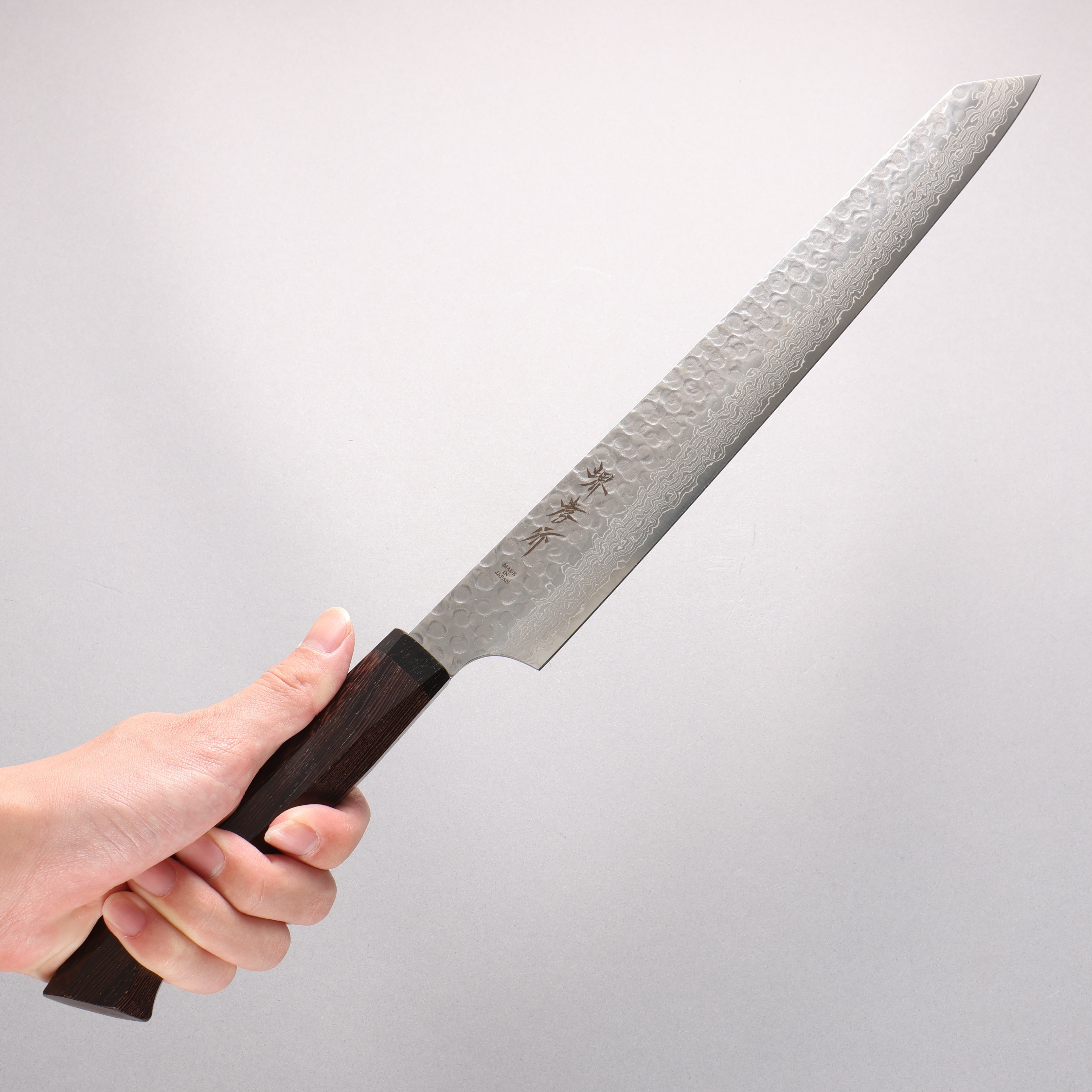 堺 孝行 飛燕 AUS10 45層ダマスカス 切付筋引包丁 300mm ウエンジ柄 - 清助刃物