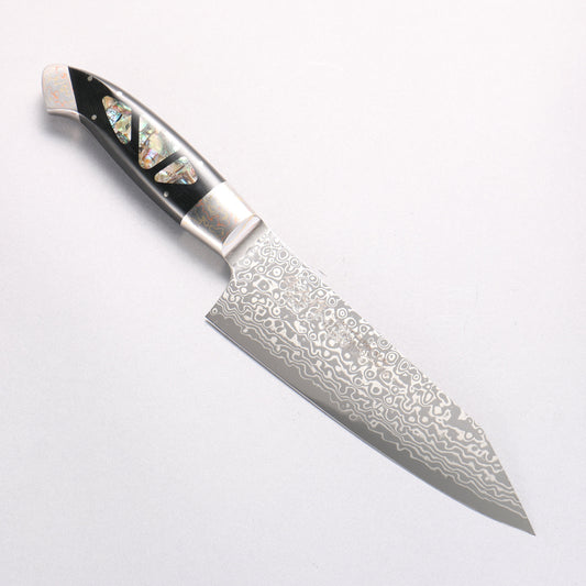 佳人 ZDP189 ダマスカス 磨き仕上げ 切付三徳包丁 165mm アバロンインレイ柄 