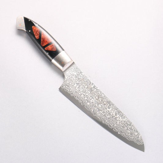 佳人 ZDP189 ダマスカス 磨き仕上げ 三徳包丁 165mm アバロンインレイ柄