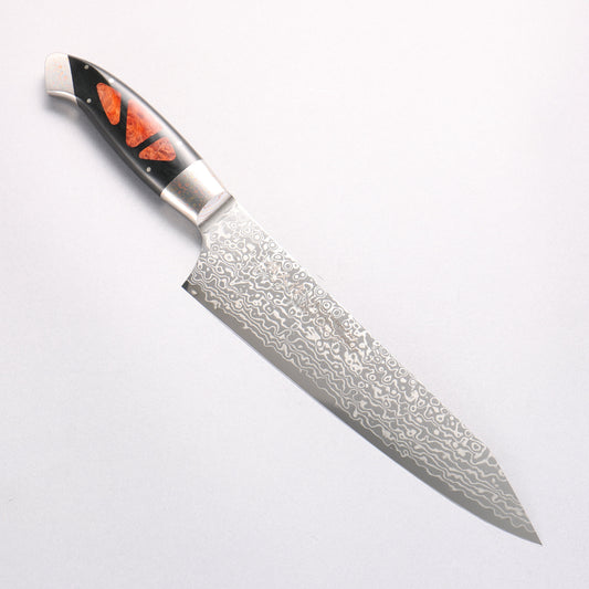 佳人 ZDP189 ダマスカス 磨き仕上げ 切付牛刀包丁 210mm 花林瘤インレイ柄