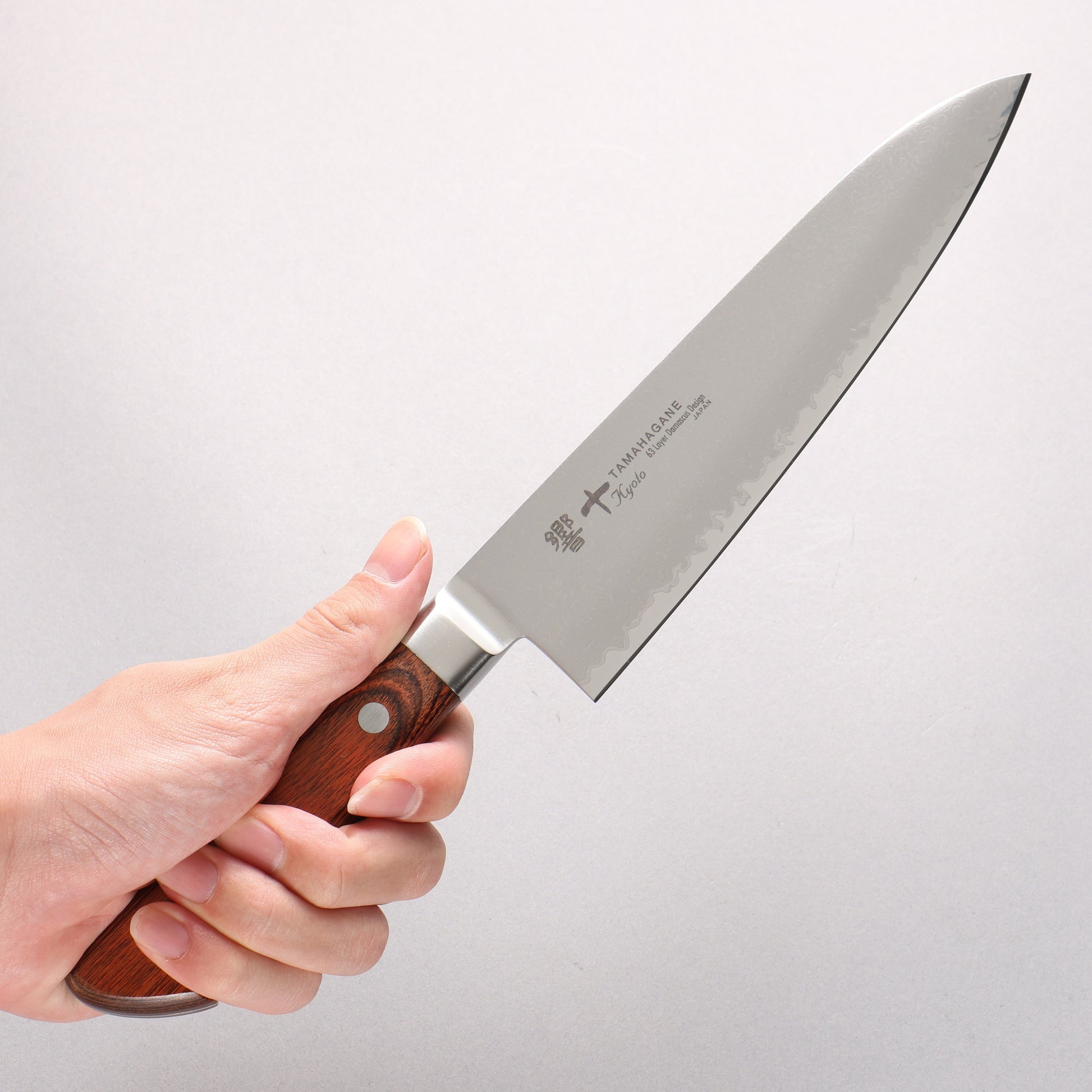 玉鋼 響十 63層 ダマスカス 牛刀包丁 180mm KP-1106 - 清助刃物