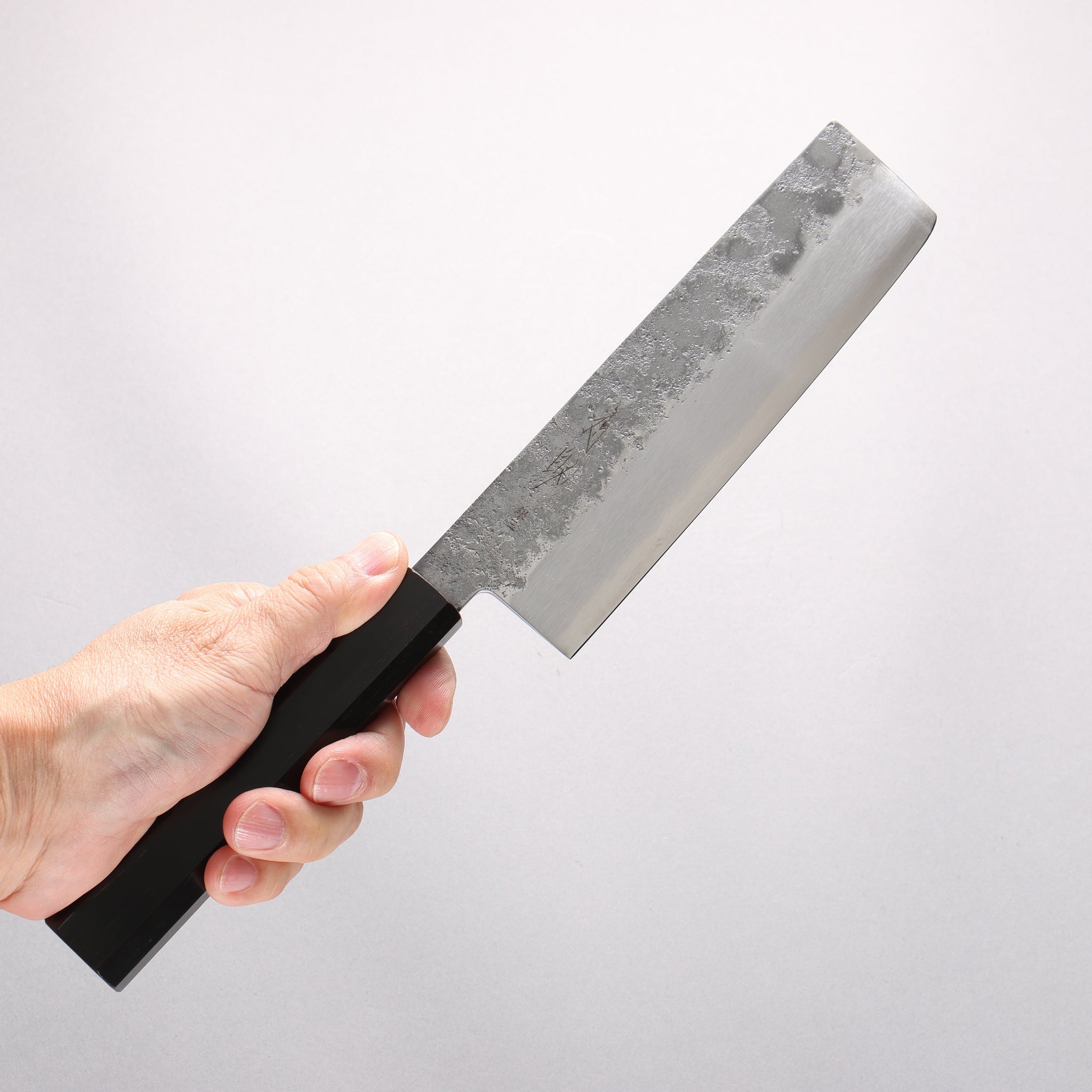 清助 銀三鋼 梨地 菜切包丁 165mm 黒檀柄 