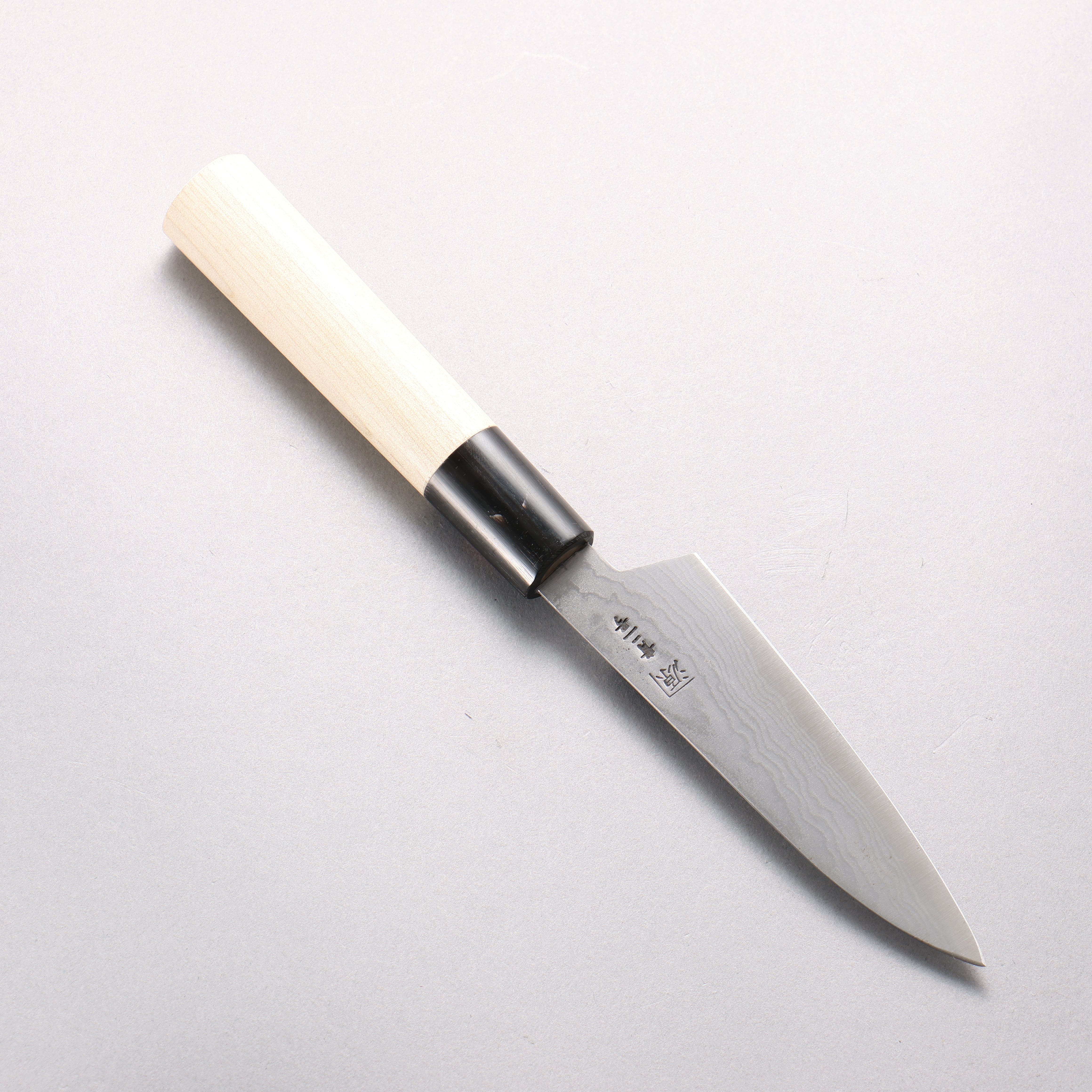 田中 誠貴 青ニ鋼 ダマスカス ペティーナイフ 120mm 朴 (口輪：水牛)柄 