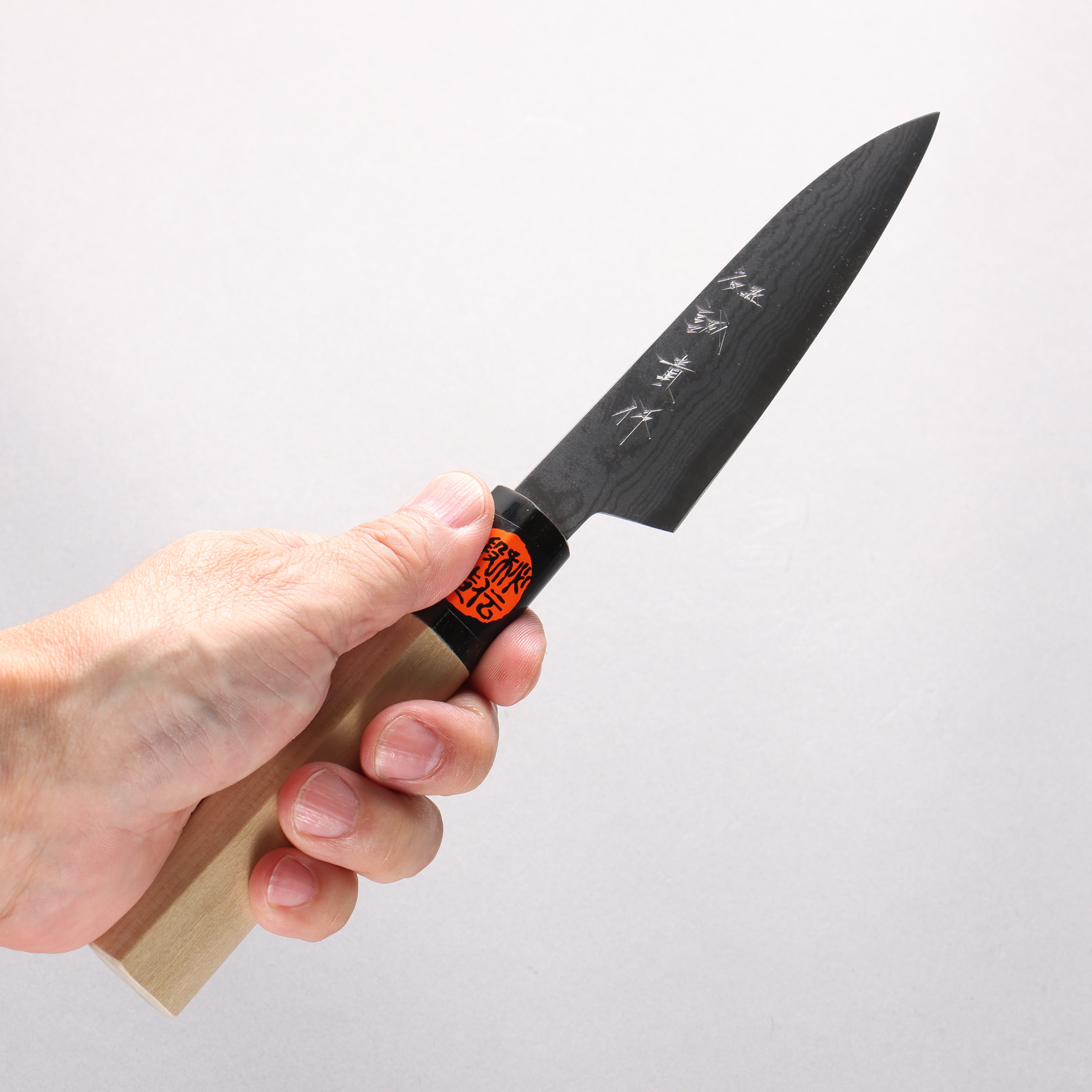 田中 誠貴 青ニ鋼 ダマスカス ペティーナイフ 120mm 朴 (口輪：水牛)柄 