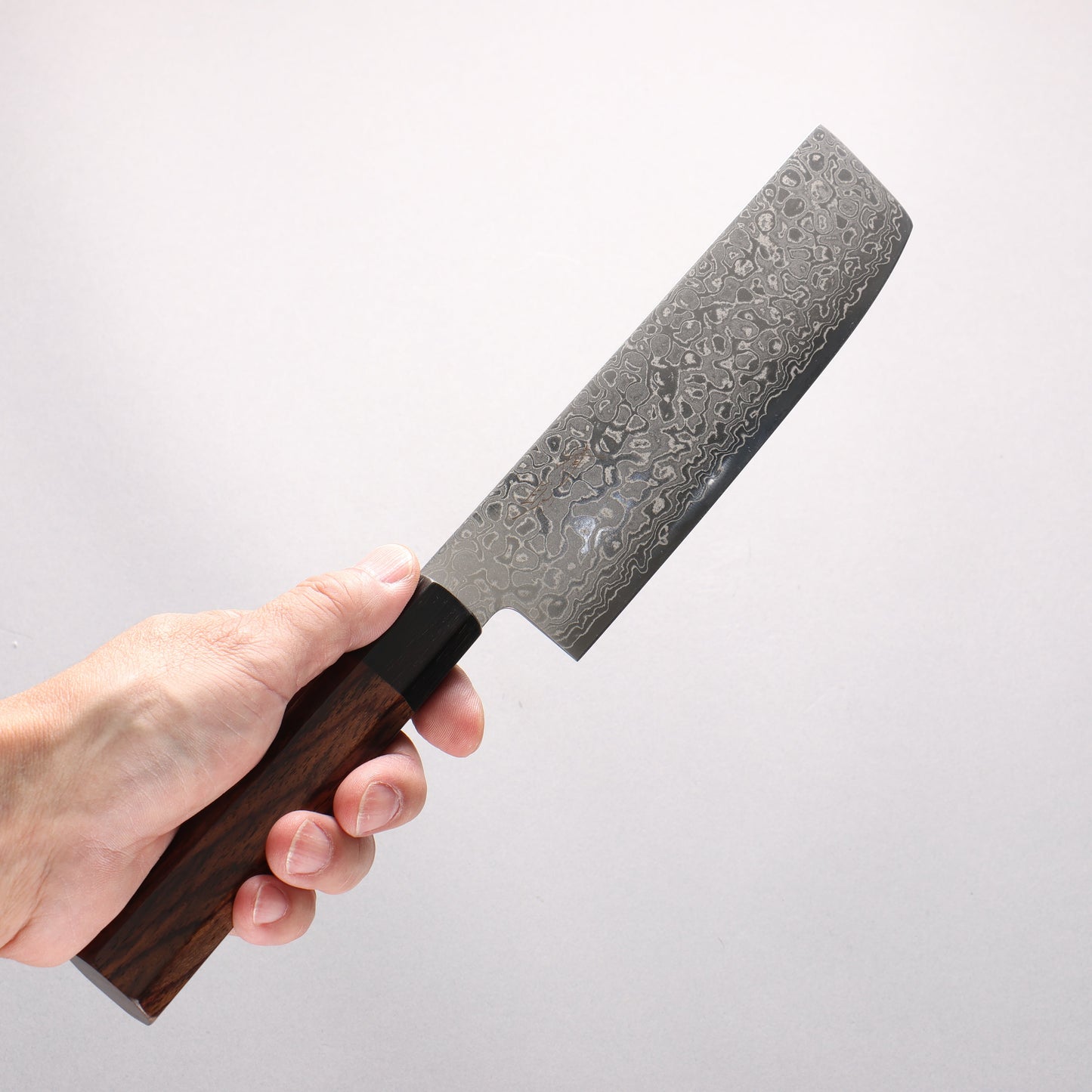 清助 V金10号 ダマスカス 磨き仕上げ 薄刃包丁 160mm 紫檀 (口輪：黒合板)柄 - 清助刃物