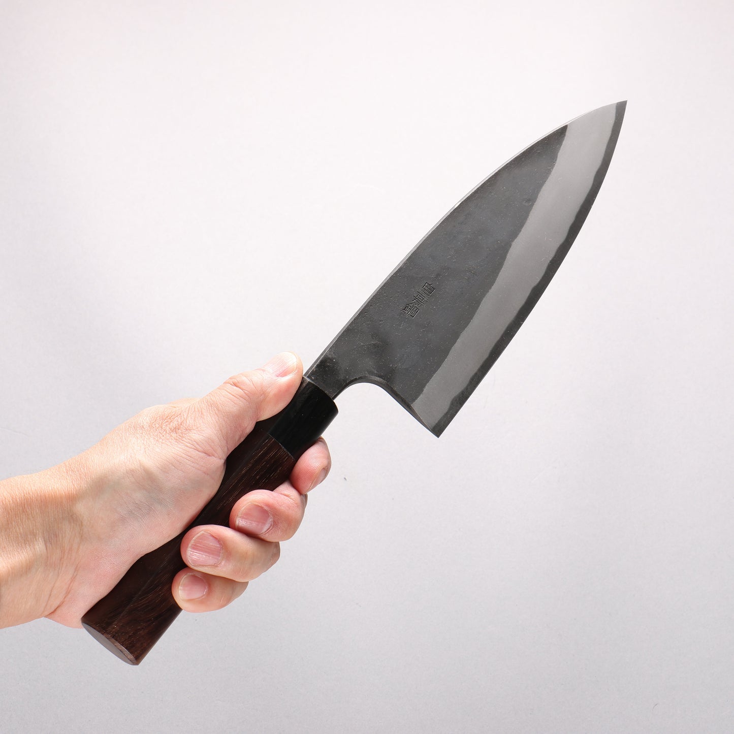 山本 直 白ニ鋼 黒打 両出刃 165mm 紫檀 (口輪：黒合板)柄 - 清助刃物
