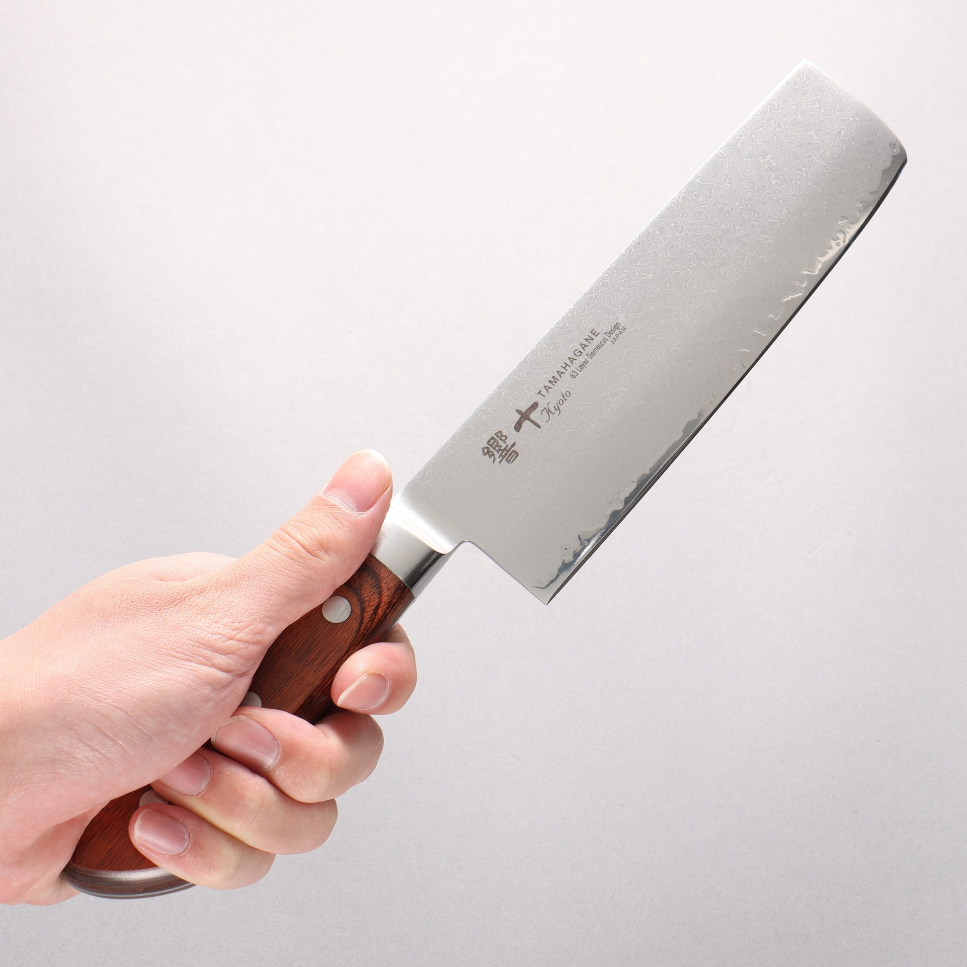 玉鋼 響十 63層 ダマスカス 菜切包丁 160mm KP-1116 - 清助刃物