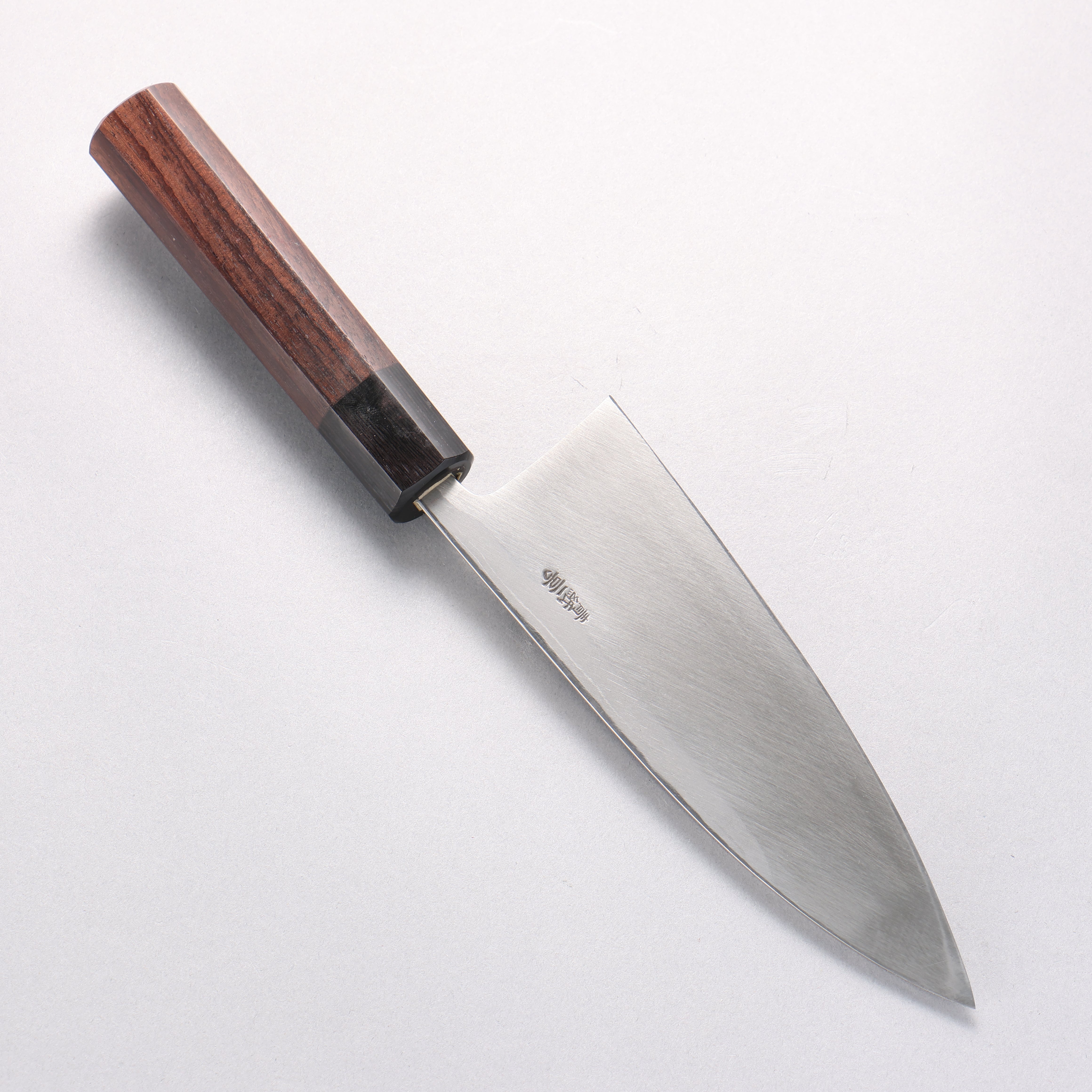 片刃包丁　松刃　北岡英雄作　7-7 北岡 英雄 青ニ鋼 ダマスカス 出刃包丁 165mm 紫檀柄 – 清助刃物