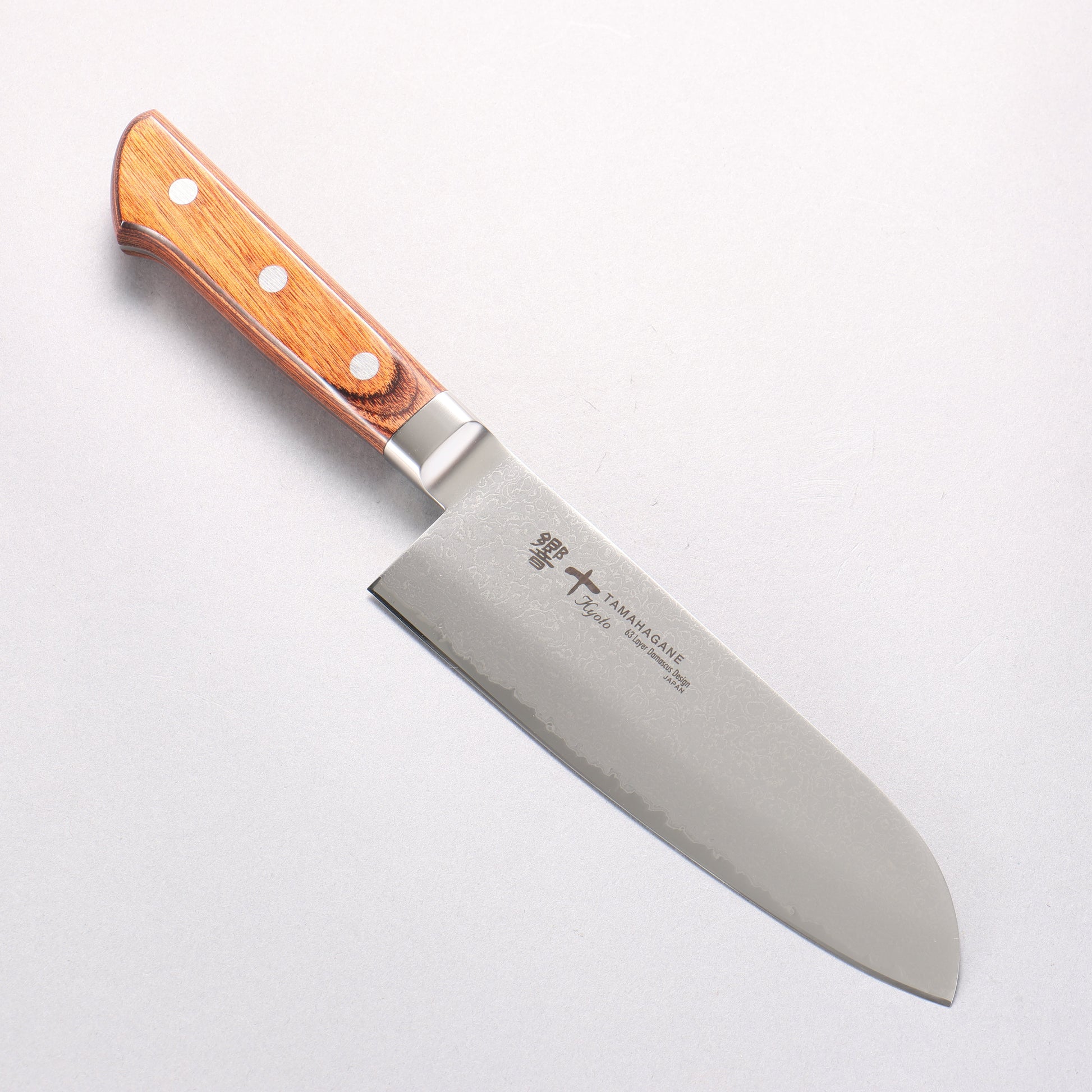 玉鋼 響十 63層 ダマスカス 三徳包丁 160mm KP-1115 - 清助刃物