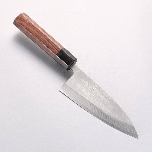 北岡 英雄 青ニ鋼 ダマスカス 出刃包丁 150mm 紫檀柄 - 清助刃物
