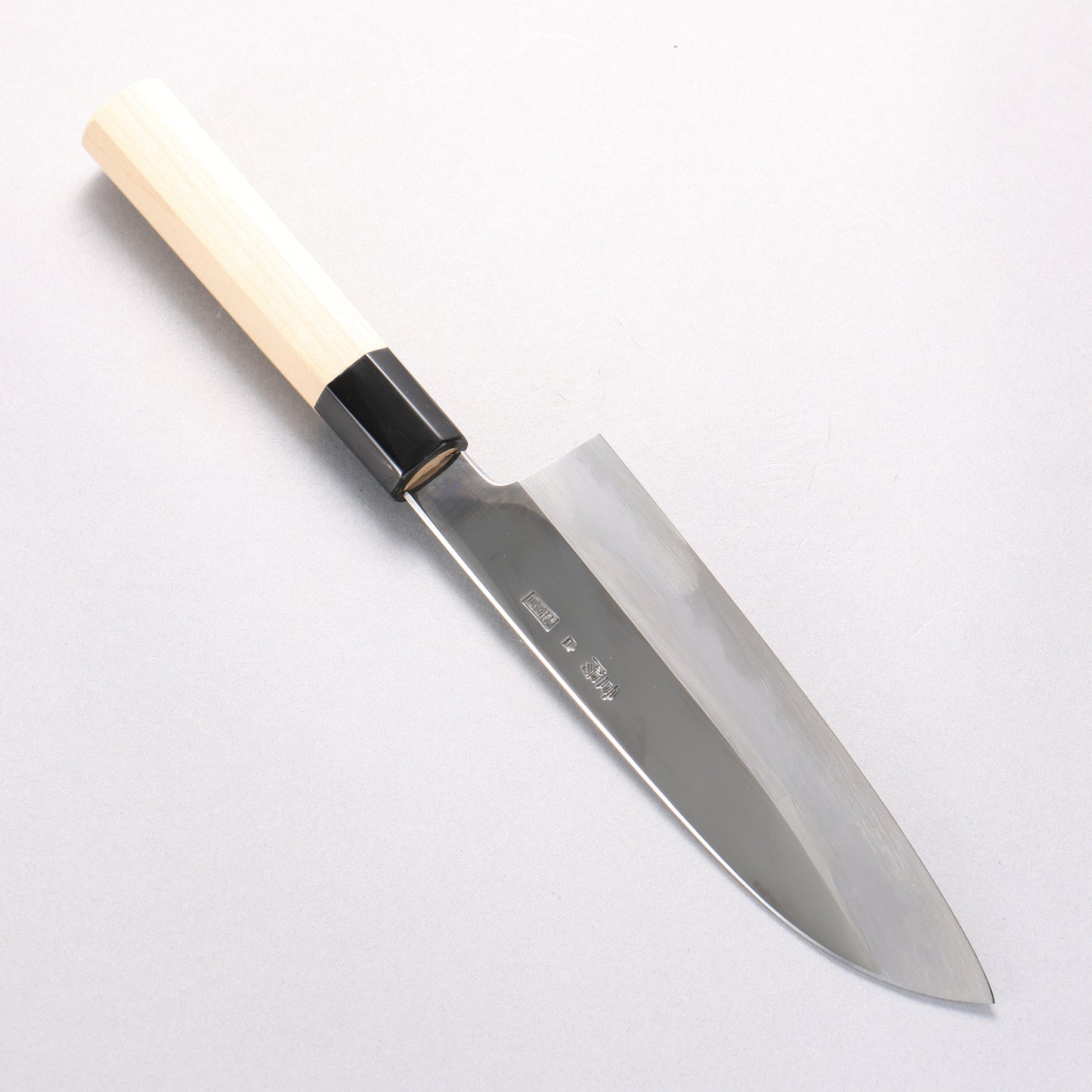 重陽 白鋼 鏡面仕上げ 三徳包丁 180mm 朴柄 - 清助刃物