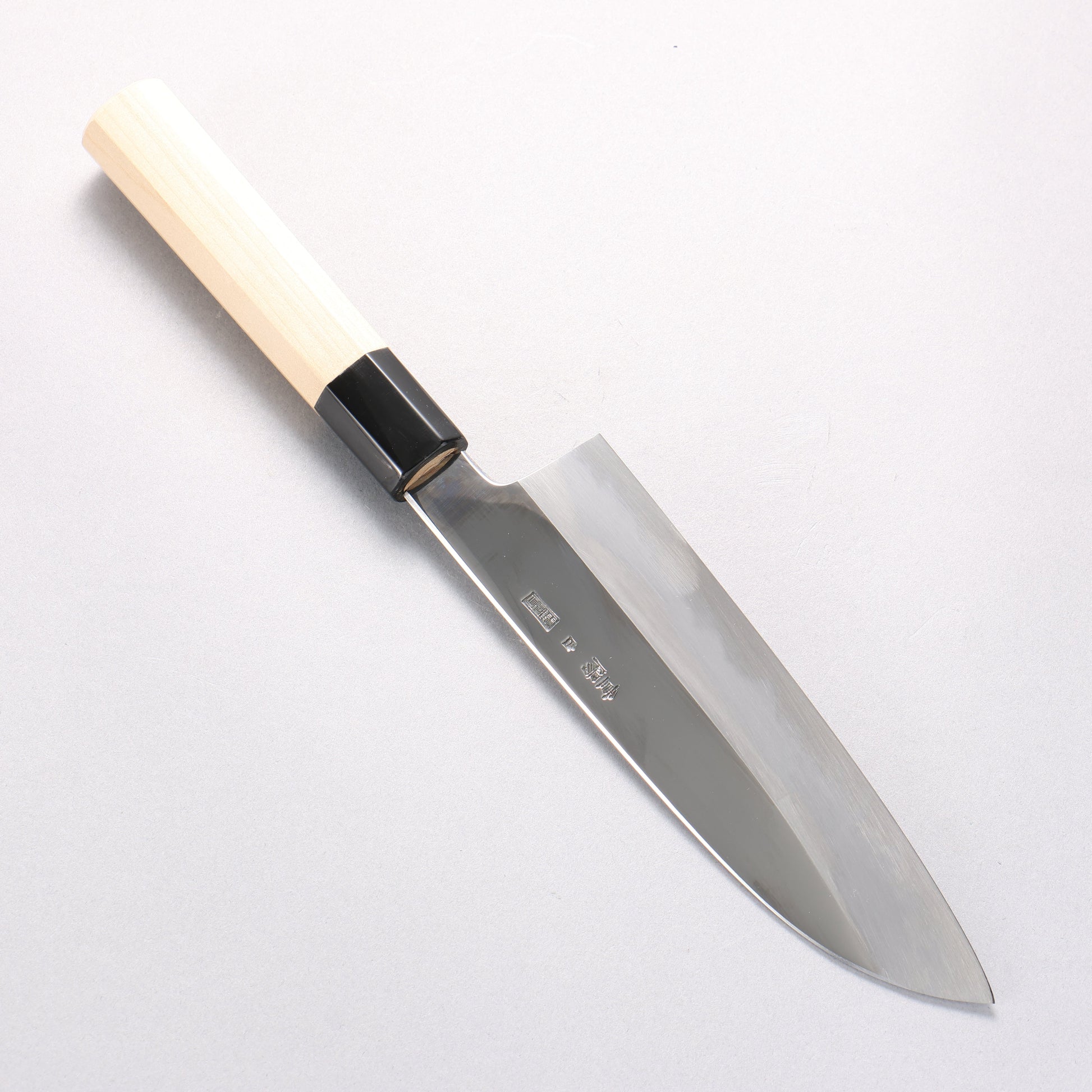 重陽 白鋼 鏡面仕上げ 三徳包丁 180mm 朴柄 - 清助刃物