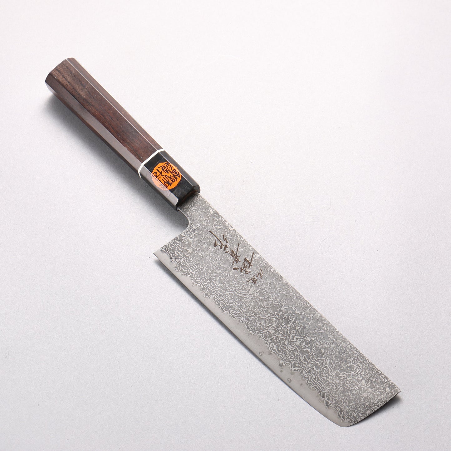 田中 誠貴 羽々斬 SG2 ダマスカス 菜切包丁 165mm 黒檀　(口輪：黒水牛)柄