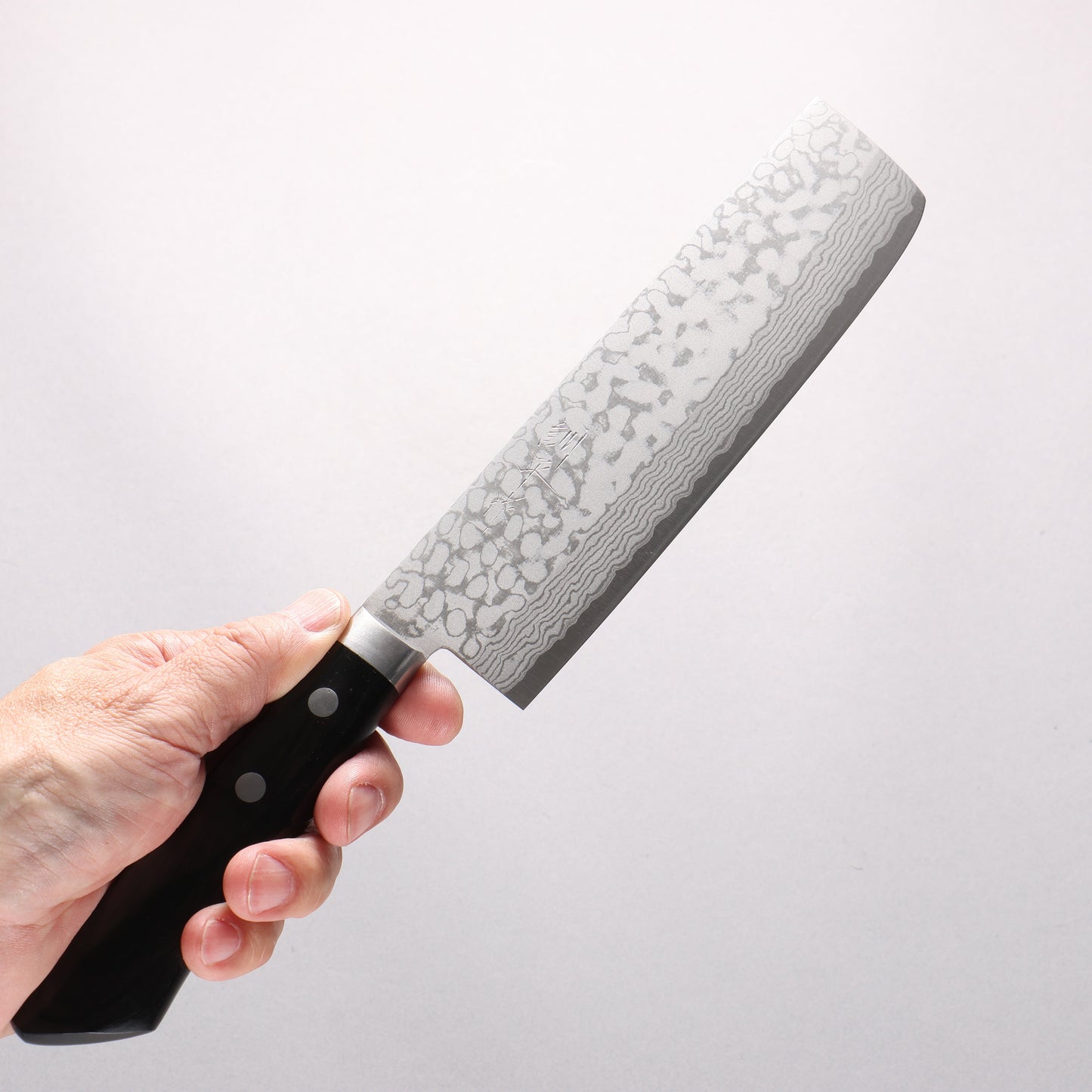 訓平 彩流（さいりゅう） V金10号 ダマスカス 薄刃包丁 165mm 黒合板柄