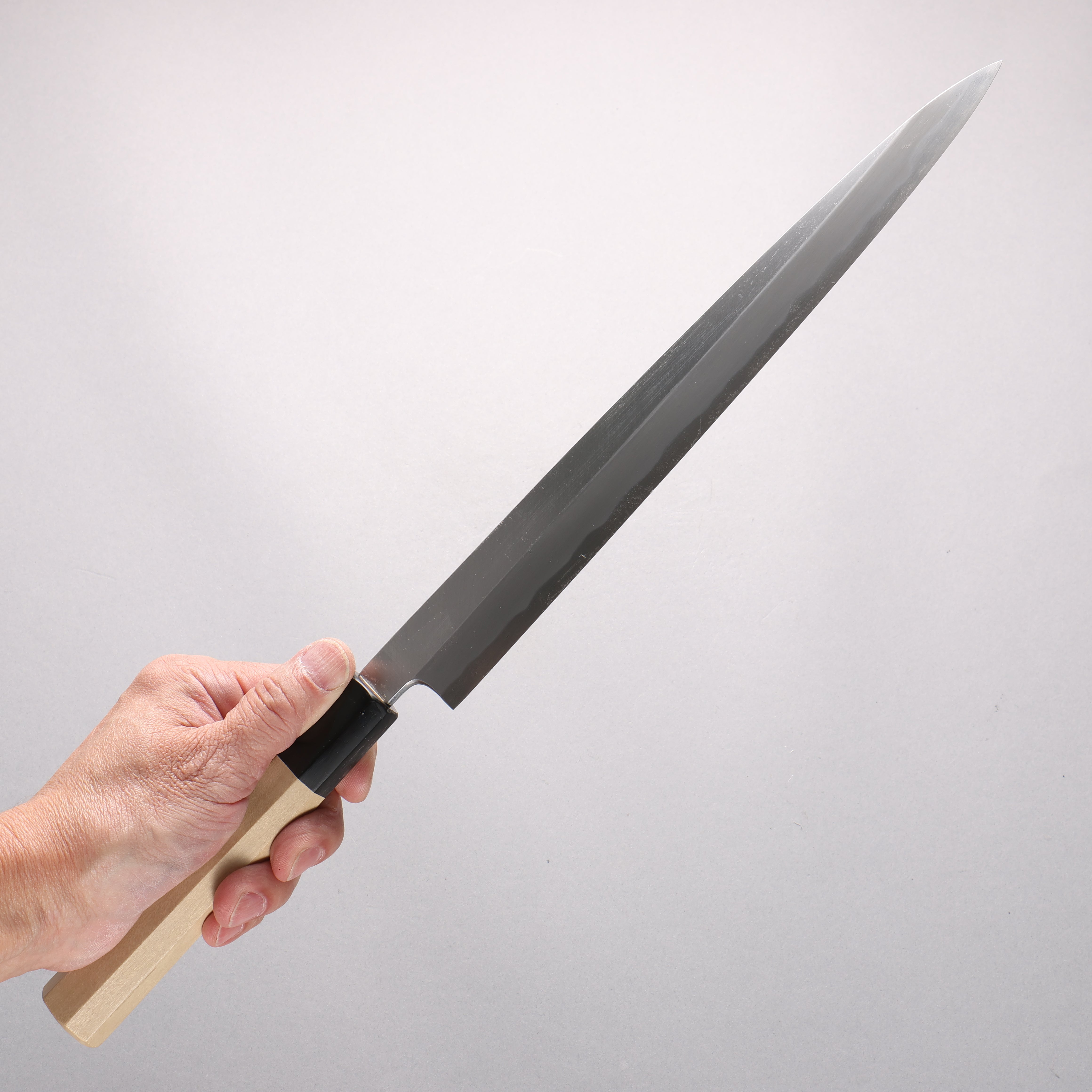 源 昭忠 青一鋼 柳刃包丁 270mm 朴 (口輪：水牛)柄