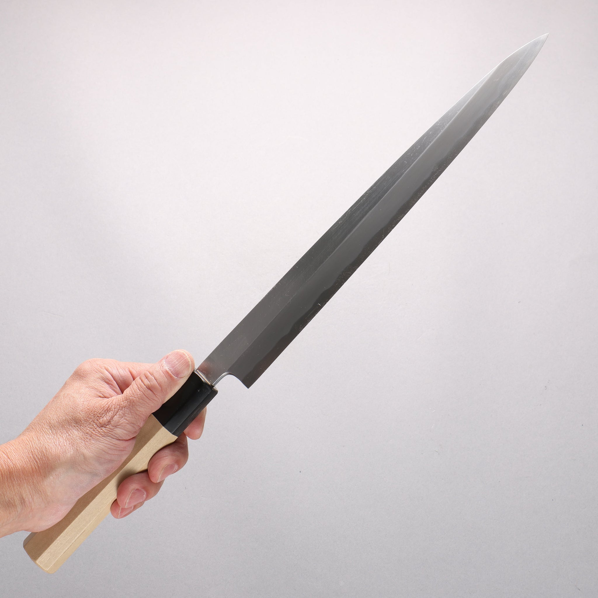 源 昭忠 青一鋼 柳刃包丁 270mm 朴 (口輪：水牛)柄