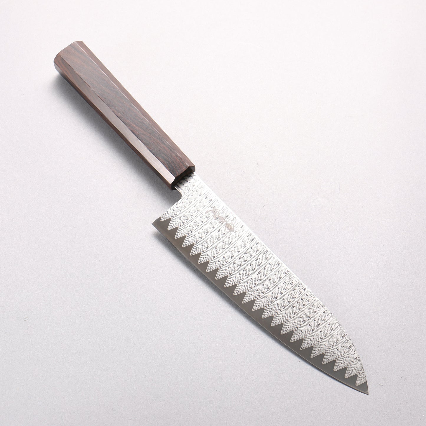 寛丈 V金10号 ダマスカス ラダーパターン 三徳包丁 180mm 黒檀柄