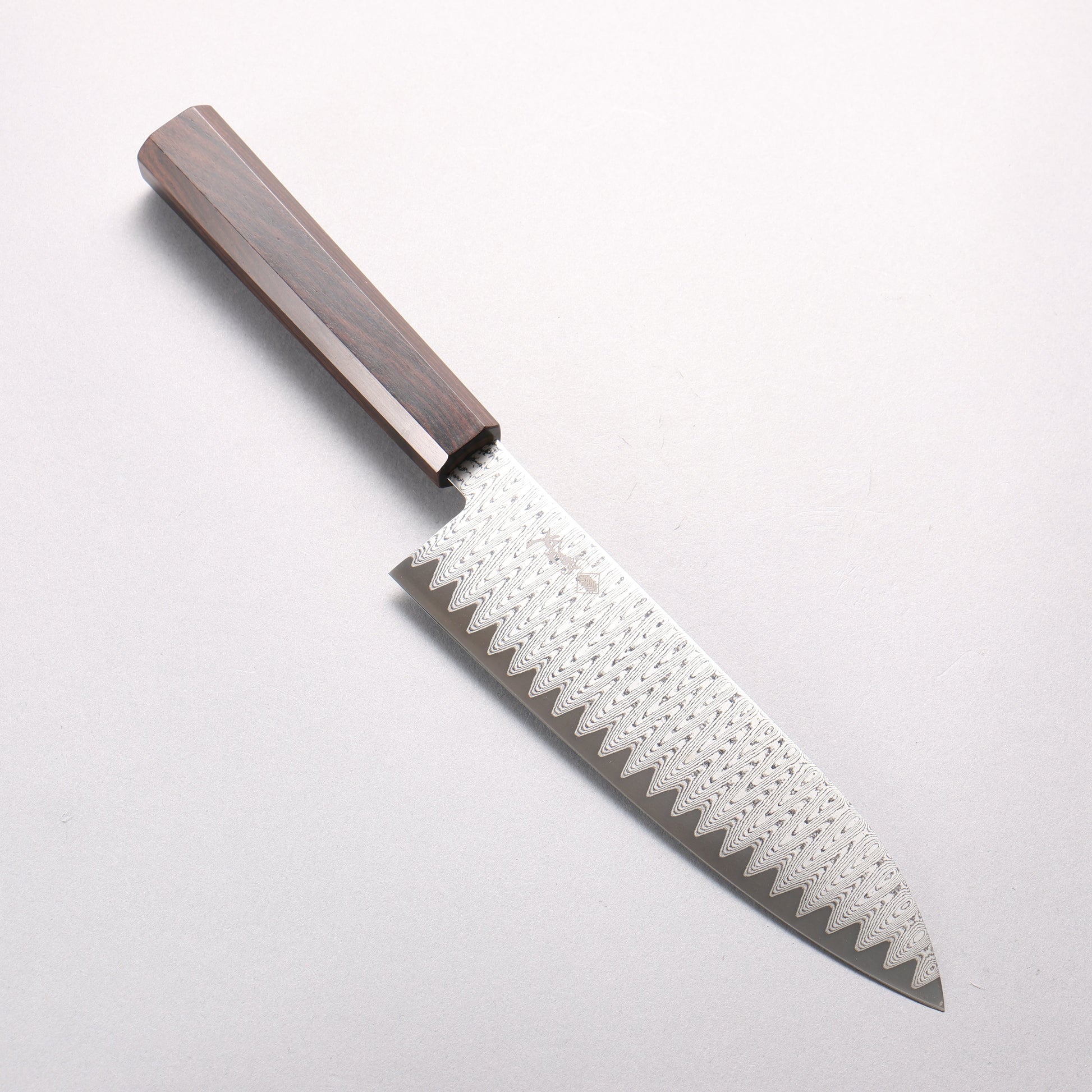 寛丈 V金10号 ダマスカス ラダーパターン 三徳包丁 180mm 黒檀柄