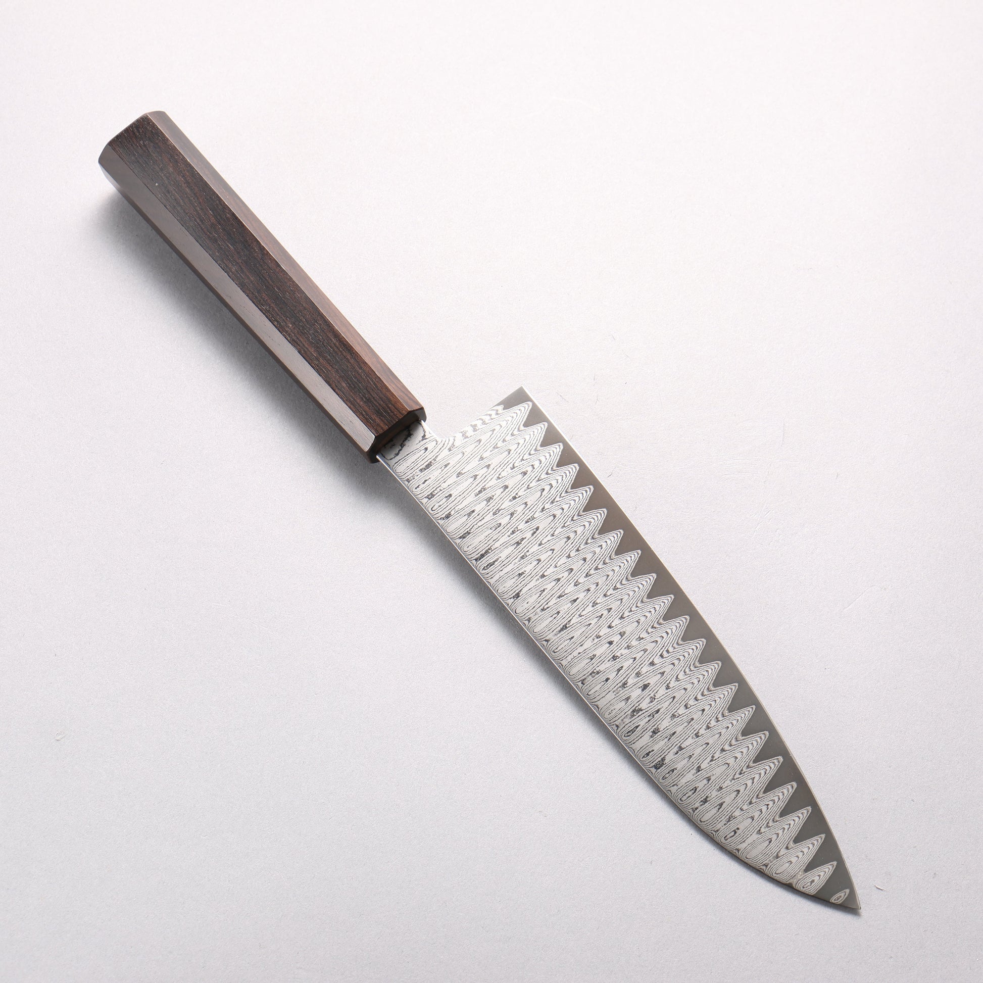 寛丈 V金10号 ダマスカス ラダーパターン 三徳包丁 180mm 黒檀柄