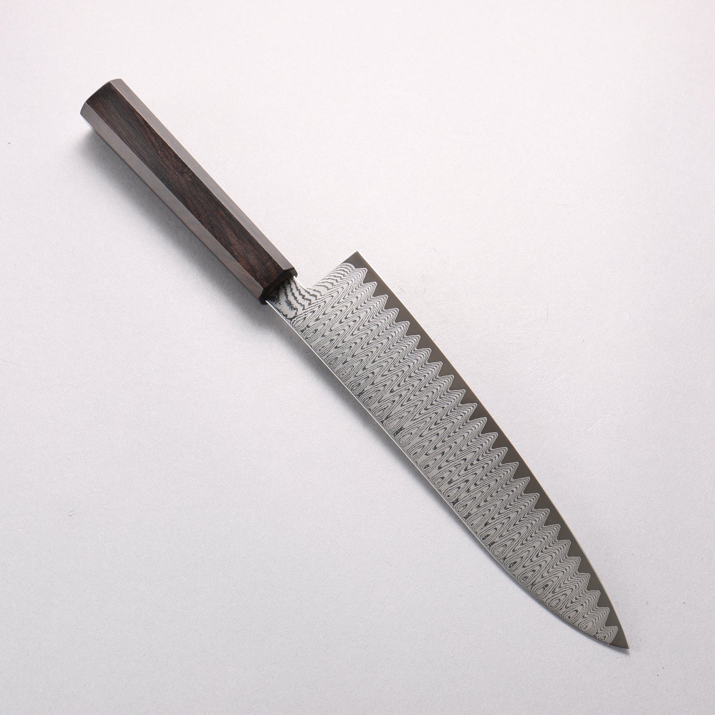 寛丈 V金10号 ダマスカス ラダーパターン 牛刀包丁 210mm 黒檀柄