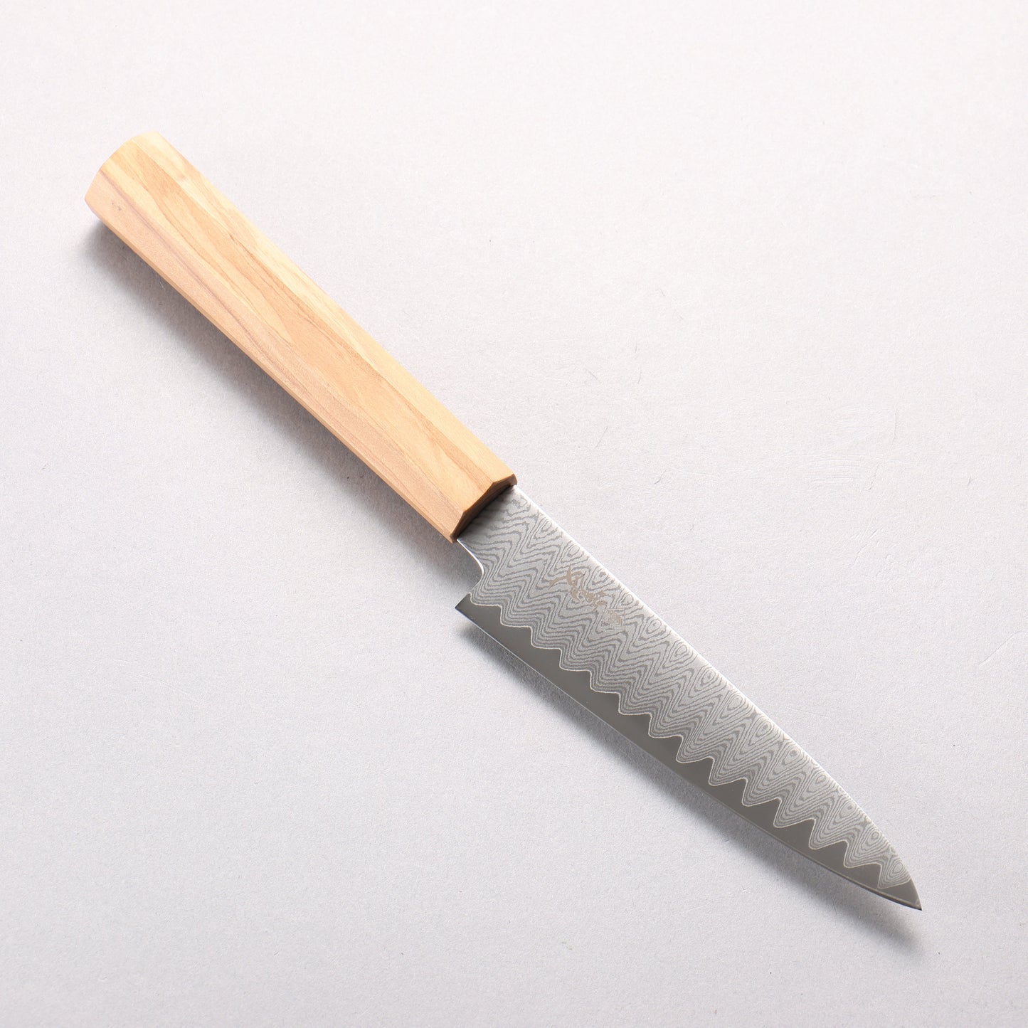 寛丈 V金10号 ダマスカス ラダーパターン ペティーナイフ 120mm オリーブの木柄