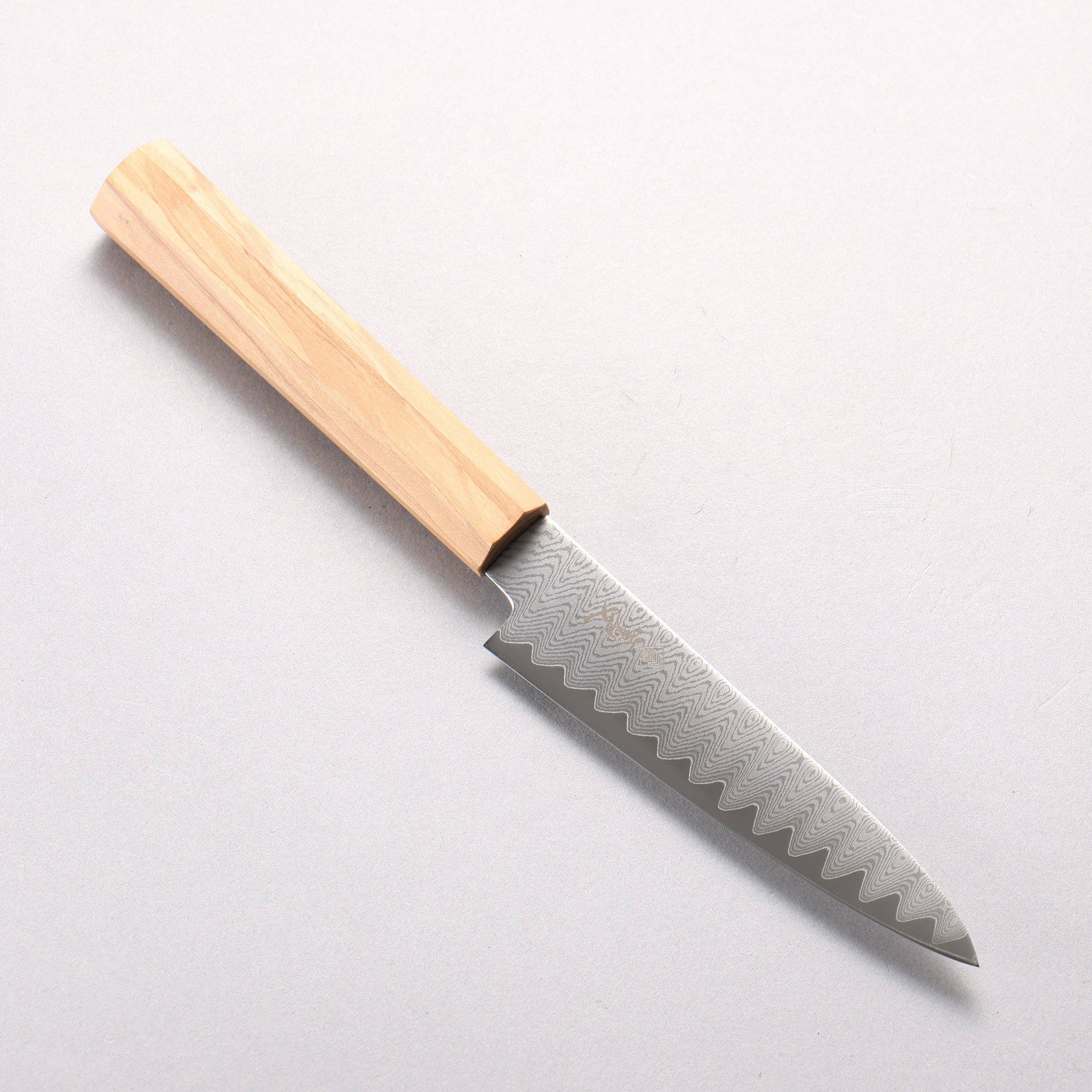 寛丈 V金10号 ダマスカス ラダーパターン ペティーナイフ 120mm オリーブの木柄