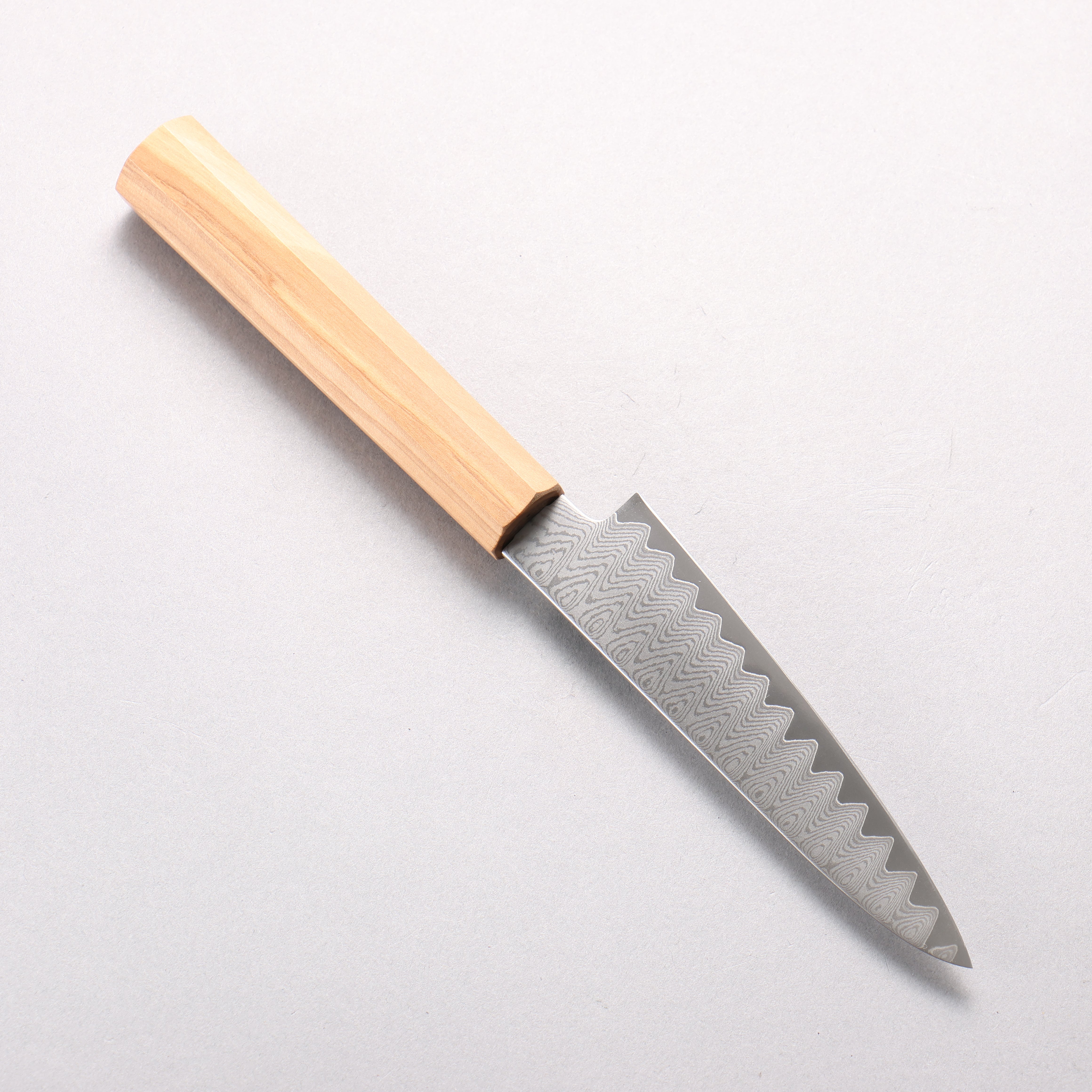 寛丈 V金10号 ダマスカス ラダーパターン ペティーナイフ 120mm オリーブの木柄
