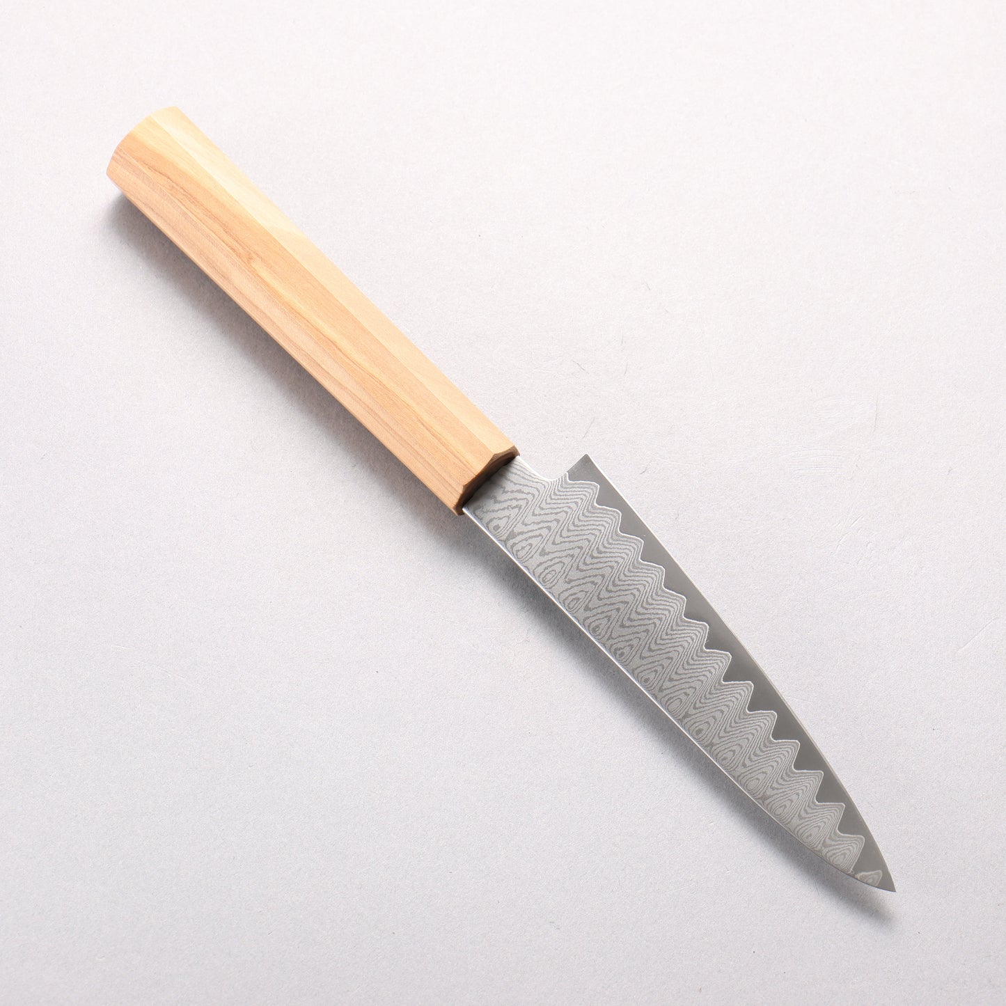 寛丈 V金10号 ダマスカス ラダーパターン ペティーナイフ 120mm オリーブの木柄