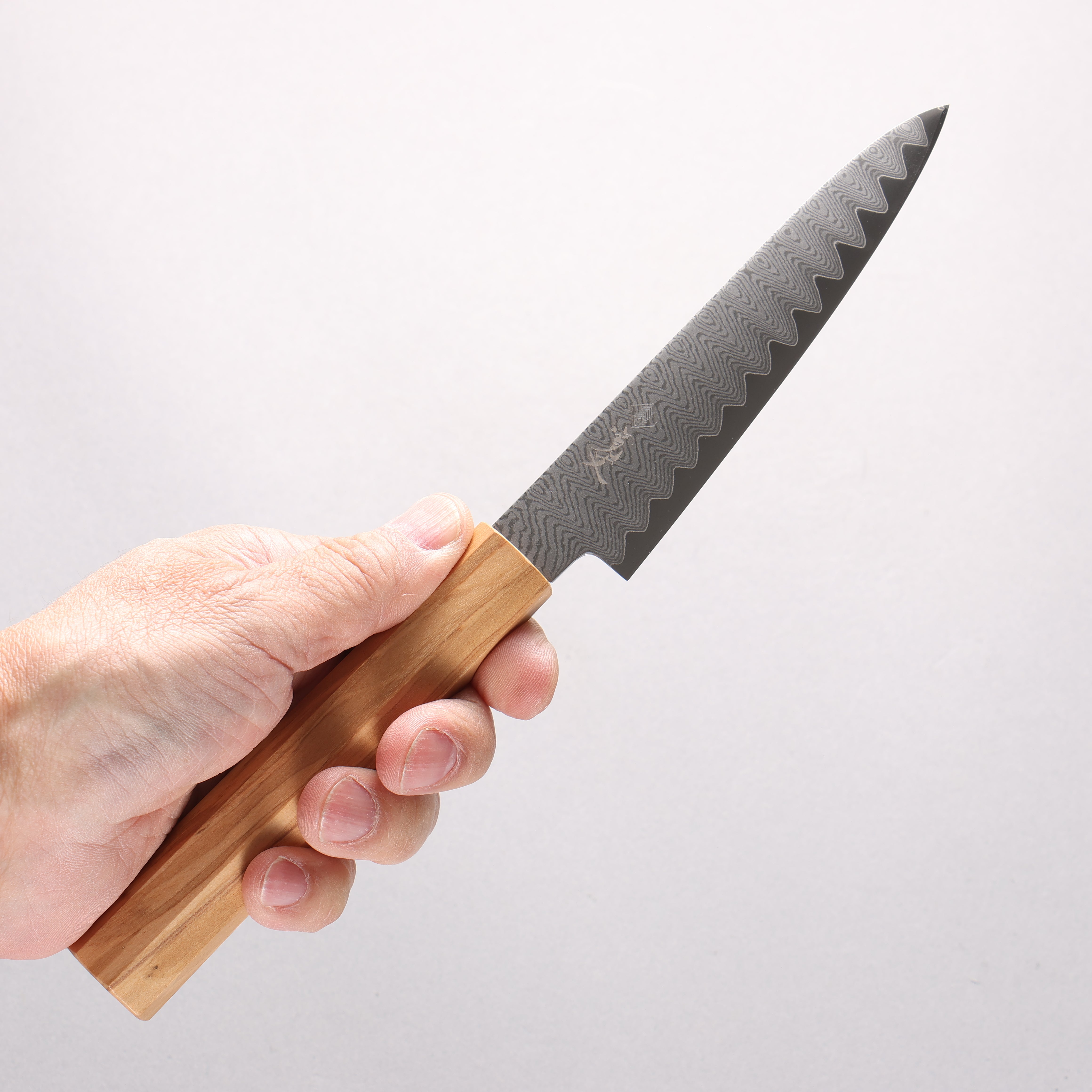 寛丈 V金10号 ダマスカス ラダーパターン ペティーナイフ 120mm オリーブの木柄