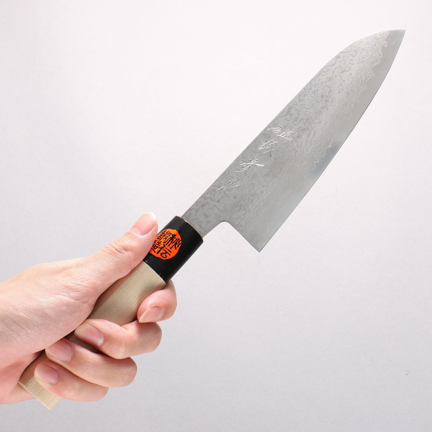 田中 誠貴 VG10 17層 ダマスカス 三徳包丁 165mm 朴 (口輪：水牛)柄