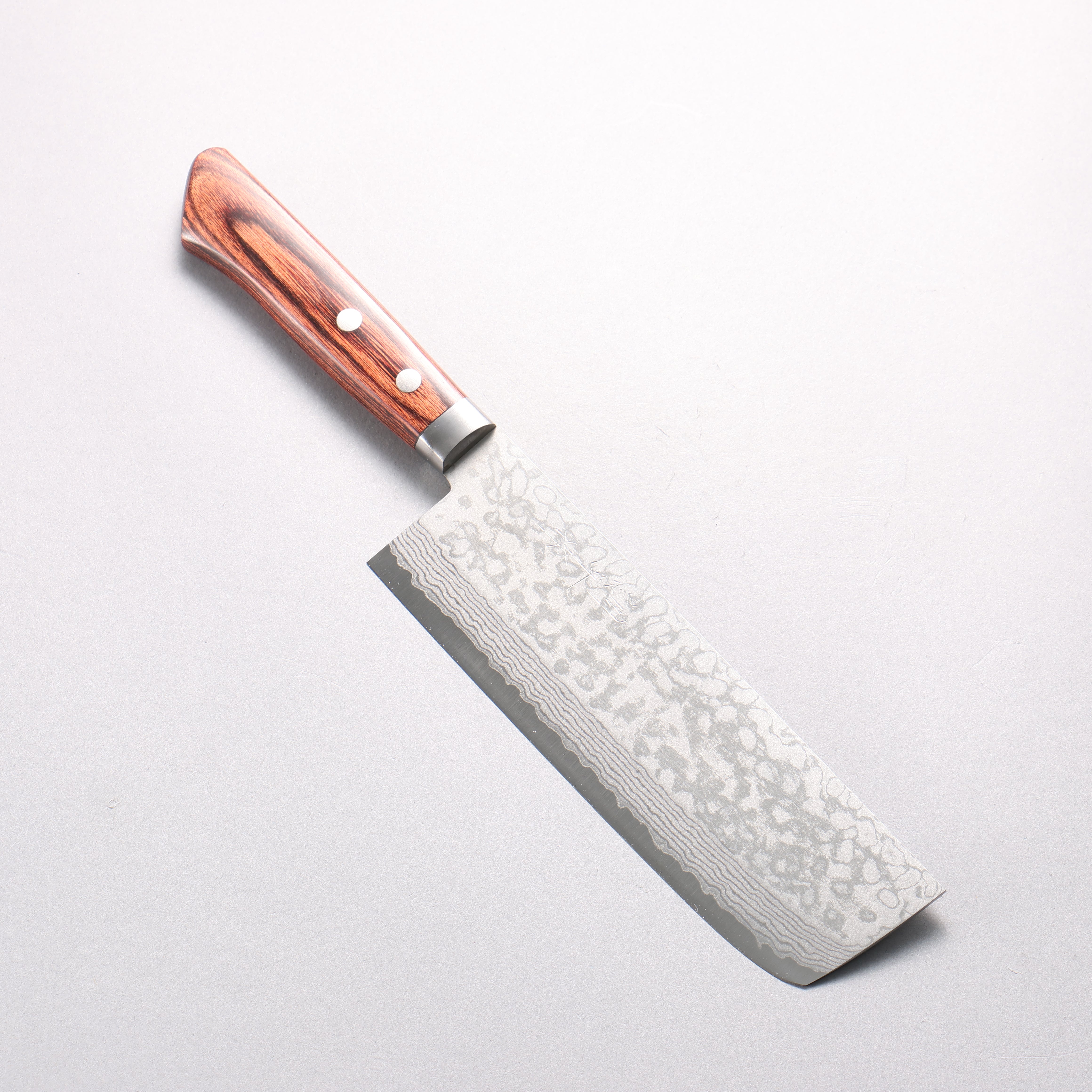 訓平 彩流（さいりゅう） V金10号 ダマスカス 磨き仕上げ 菜切包丁 165mm マホガニー柄
