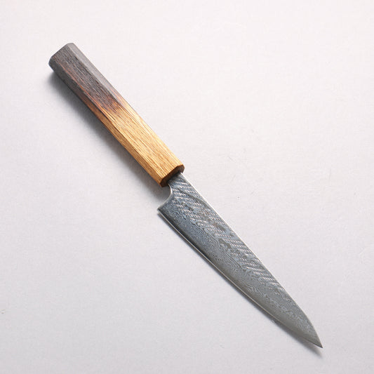 清助 AUS10 鎚目 ダマスカス 縄目 ペティーナイフ 135mm 樫焼柄 - 清助刃物
