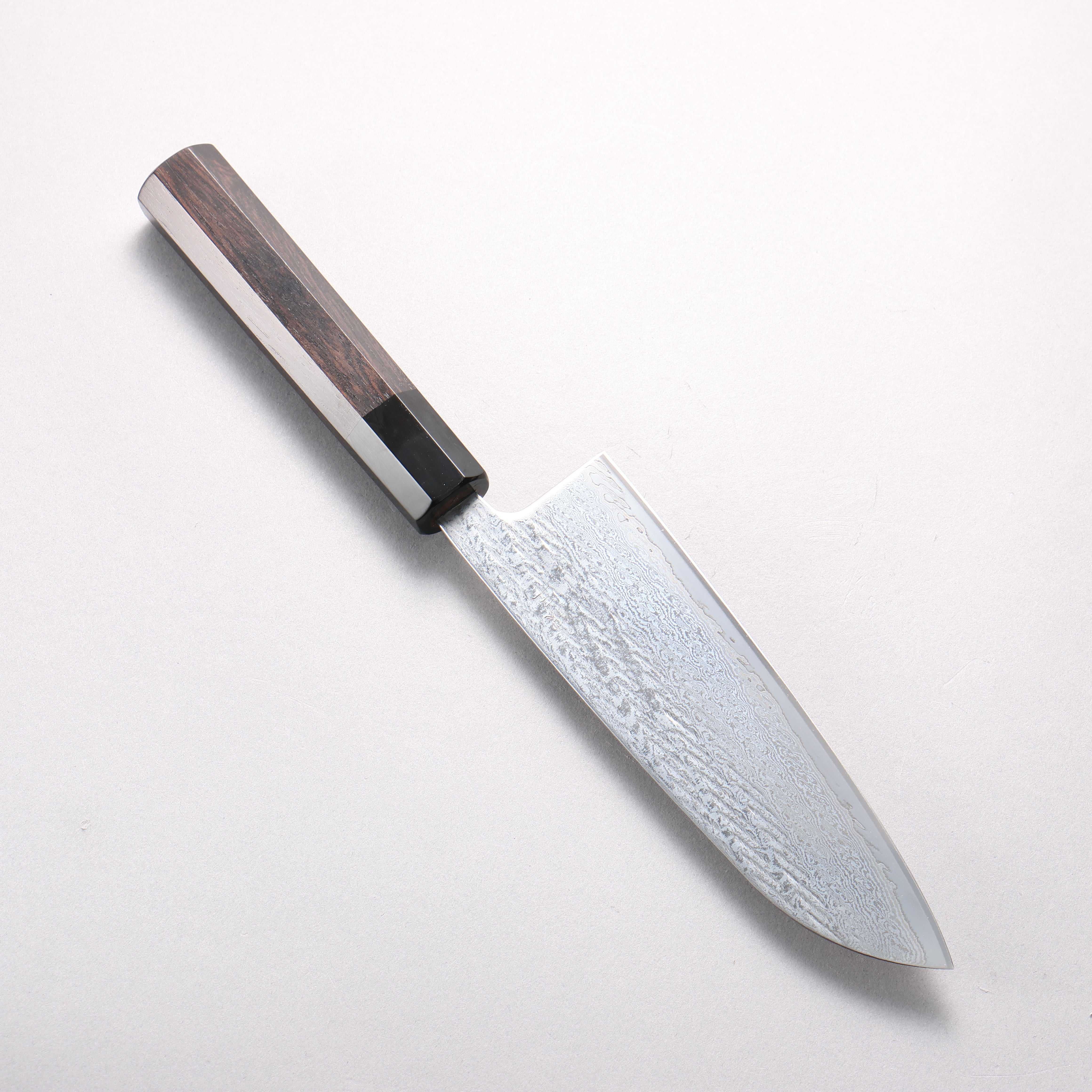 清助 AUS10 鎚目 ダマスカス 縄目 三徳包丁 170mm 黒檀 (口輪：黒水牛)柄 - 清助刃物