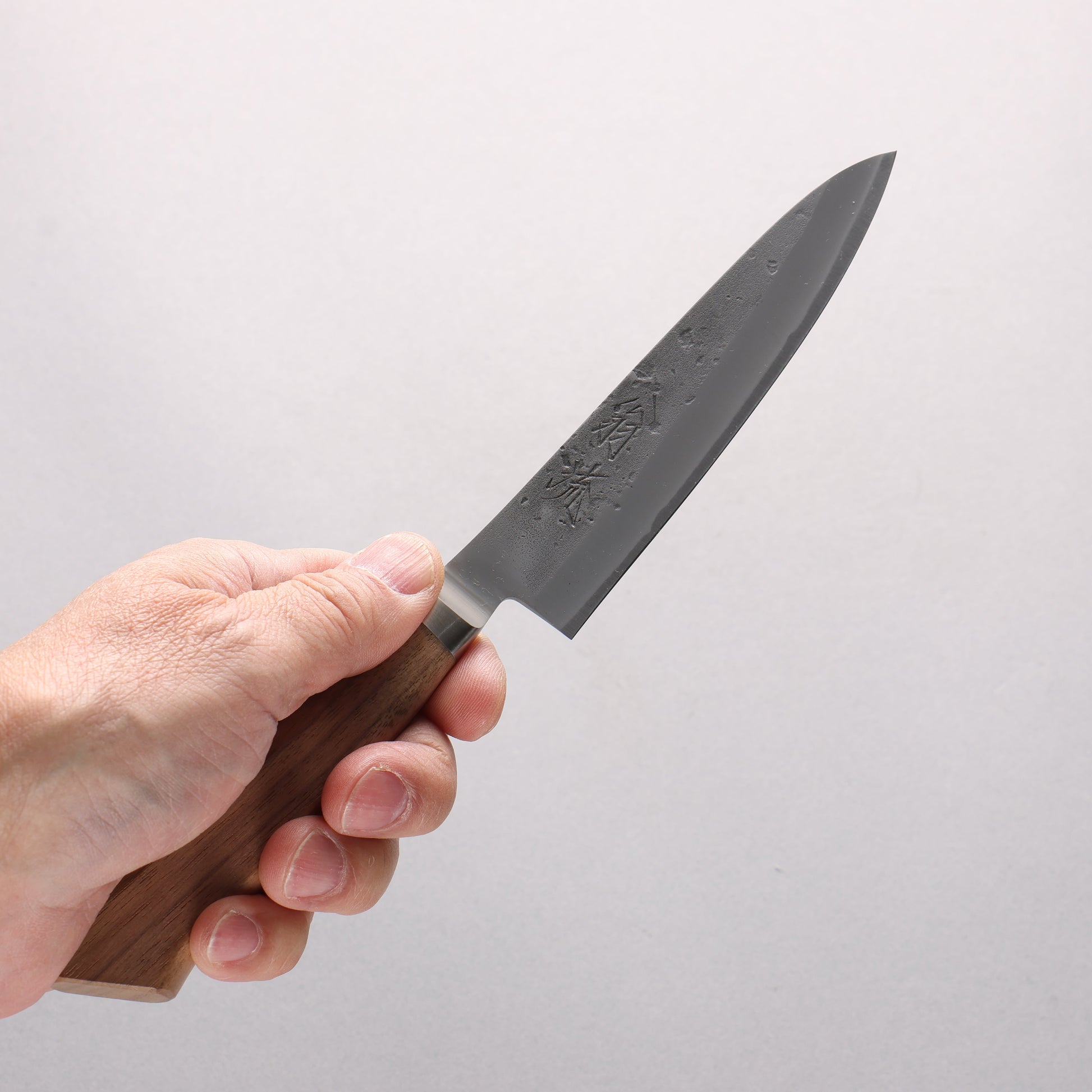 翁流 青紙 梨地 ペティーナイフ 125mm ウォルナット柄 SN-05 - 清助刃物