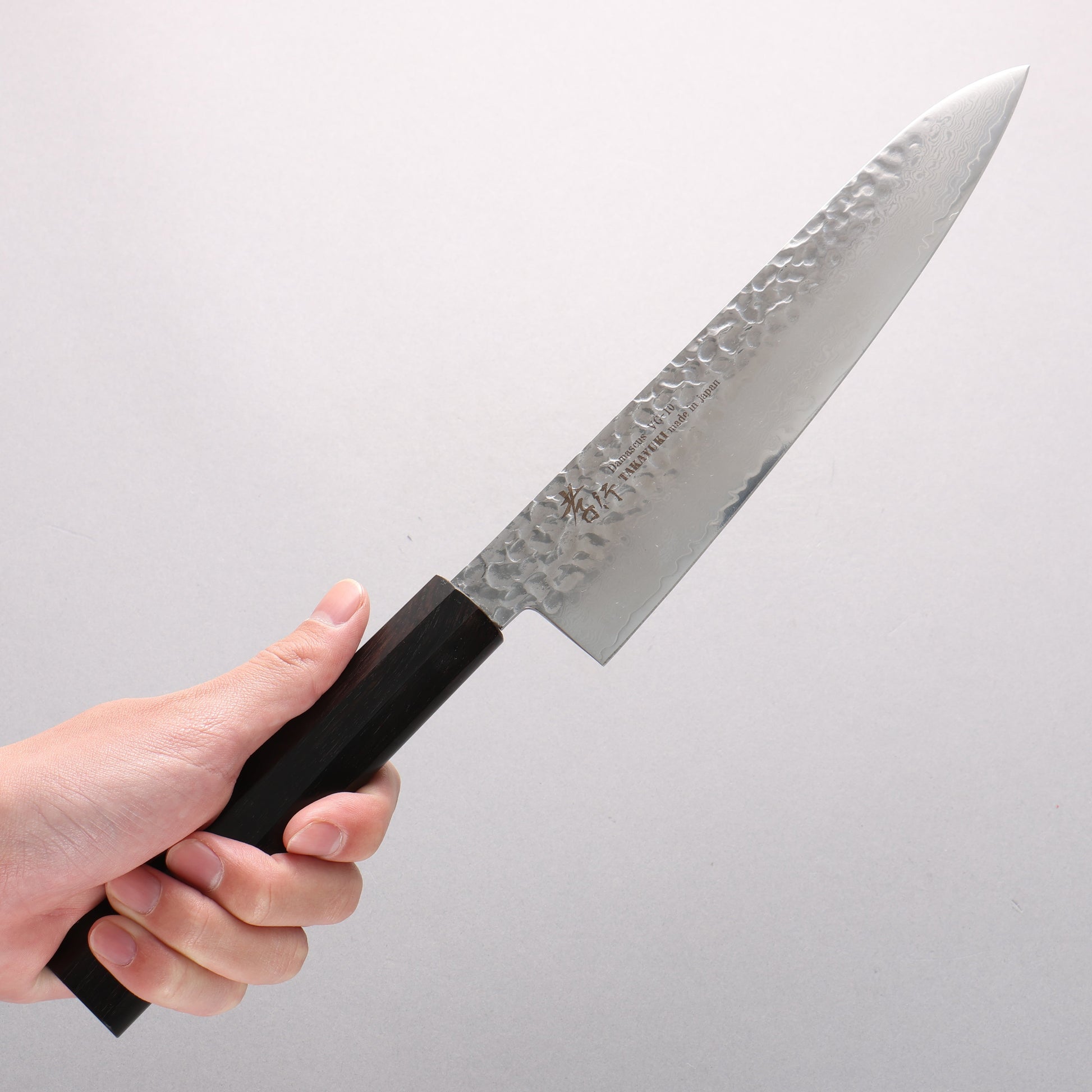 堺 孝行 VG10 33層 ダマスカス 牛刀包丁 210mm 黒檀 (6角ティアドロップ)柄 - 清助刃物