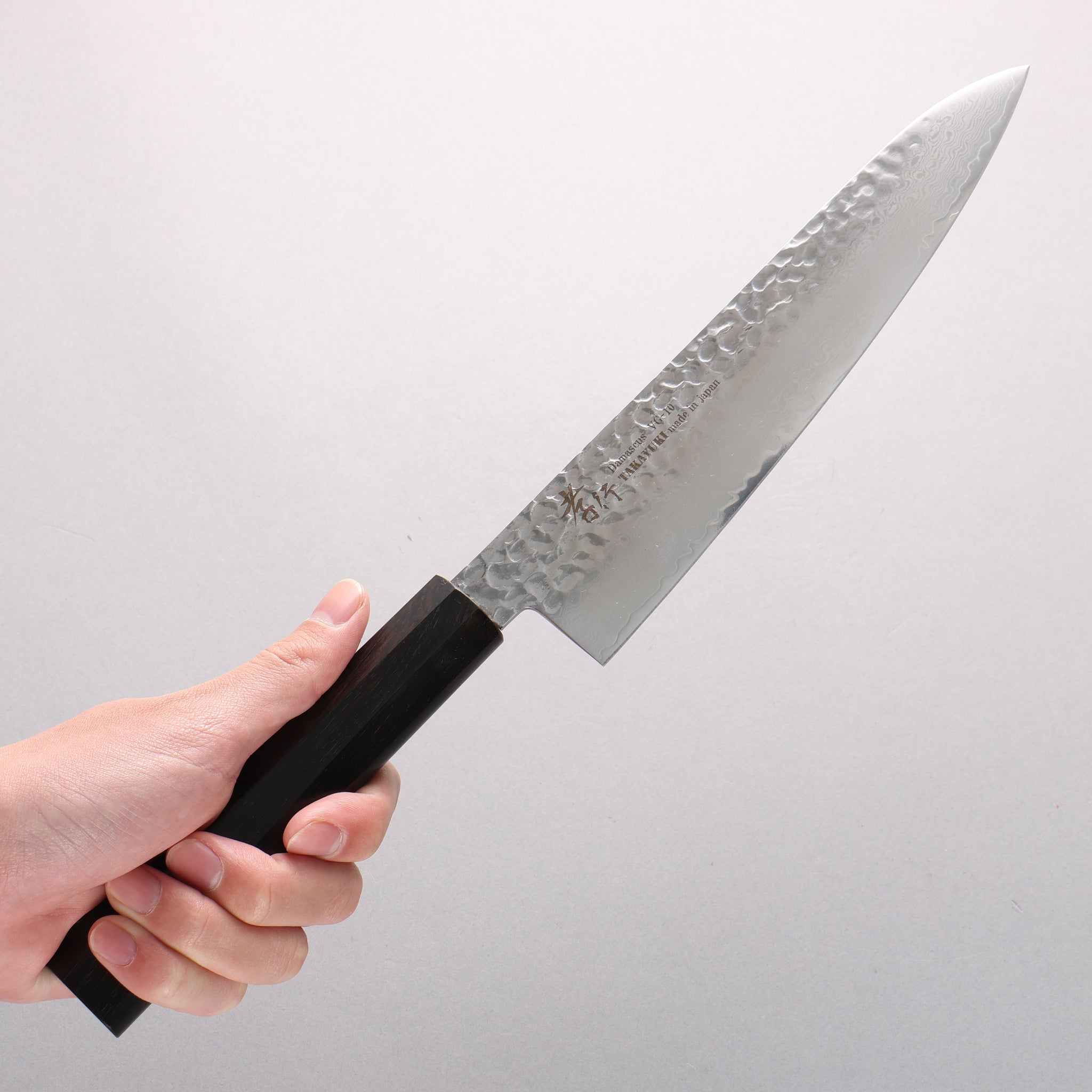 堺 孝行 VG10 33層 ダマスカス 牛刀包丁 210mm 黒檀 (6角ティアドロップ)柄 - 清助刃物