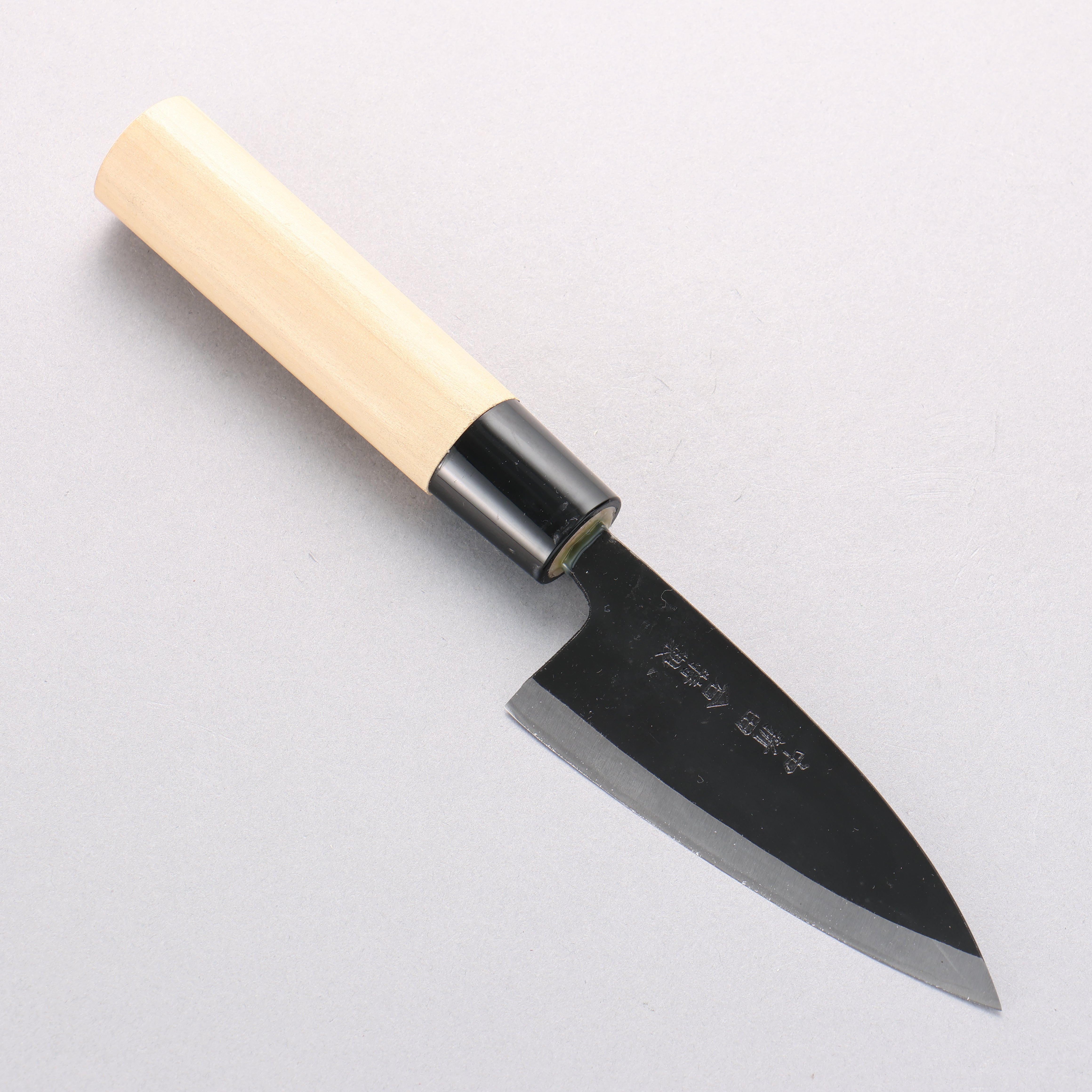 中新田 白ニ鋼 黒 出刃包丁 105mm 朴柄 – 清助刃物 Japan