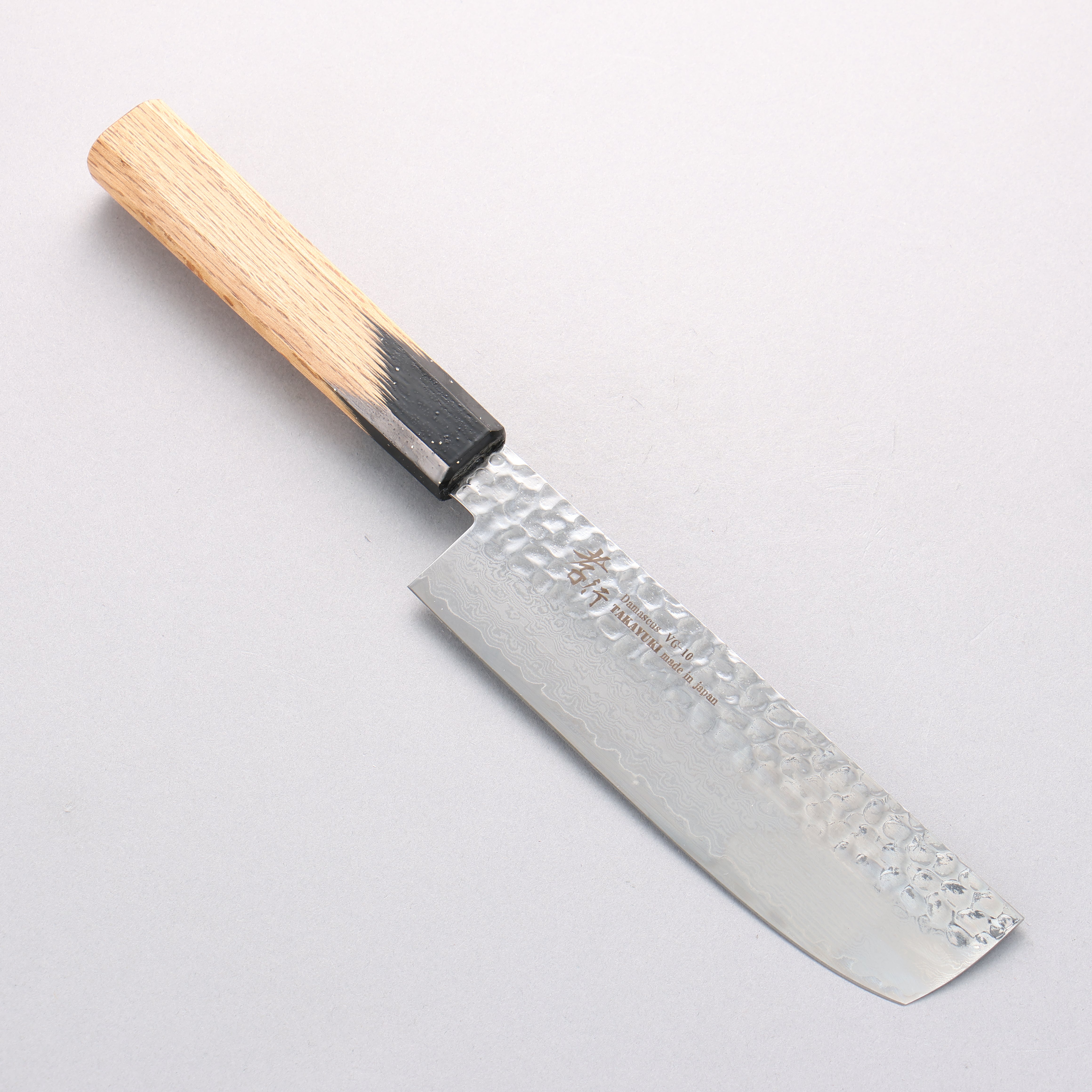 堺 孝行 V金10号 33層ダマスカス 菜切包丁 160mm 樫の木漆塗り(黒伸)柄 - 清助刃物