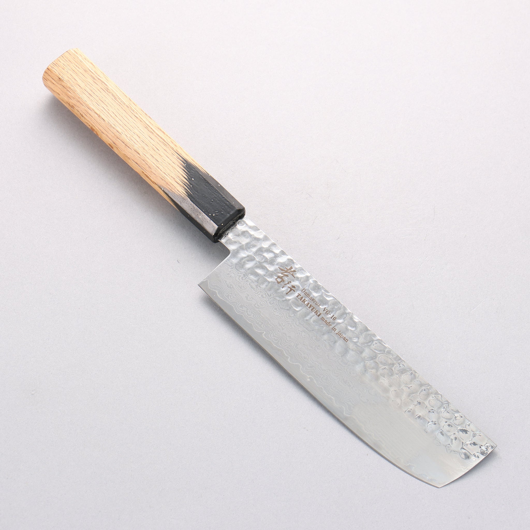 堺 孝行 V金10号 33層ダマスカス 菜切包丁 160mm 樫の木漆塗り(黒伸)柄 - 清助刃物