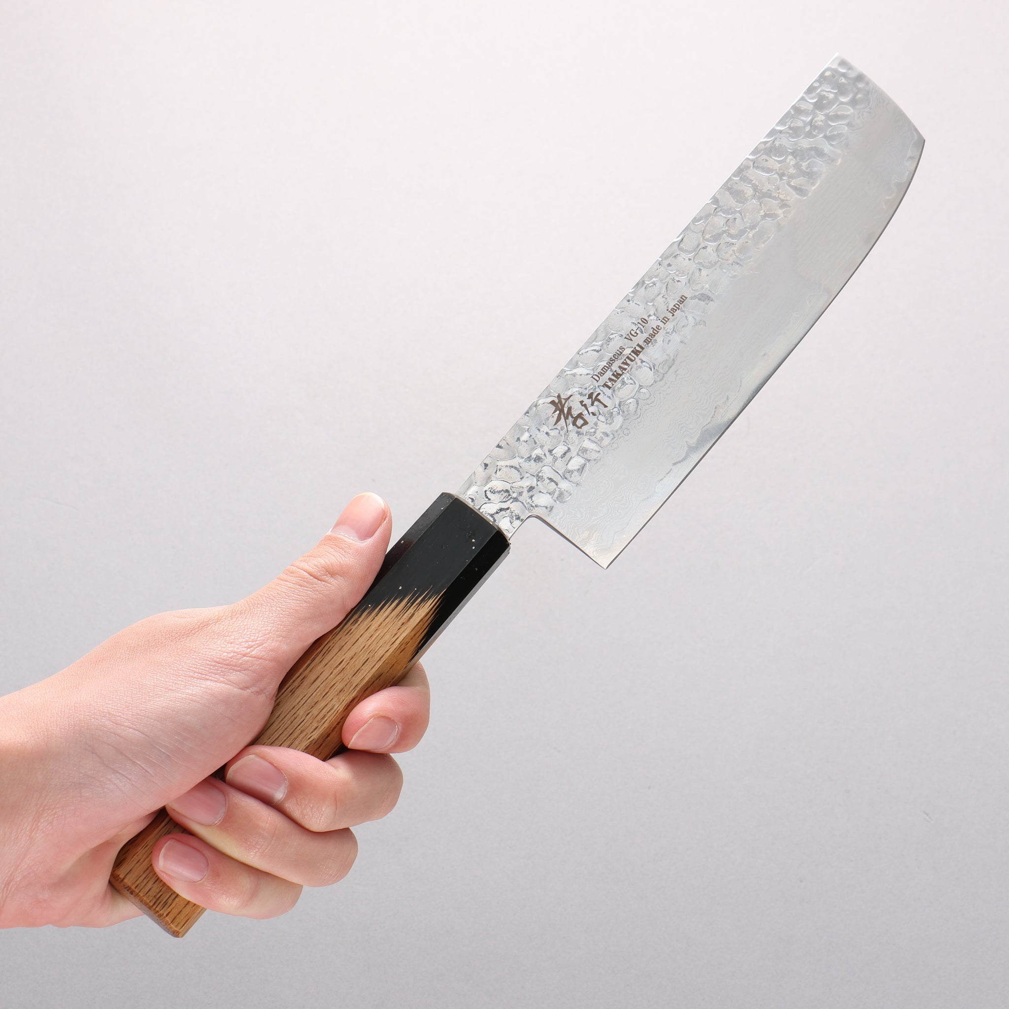 堺 孝行 V金10号 33層ダマスカス 菜切包丁 160mm 樫の木漆塗り(黒伸)柄 - 清助刃物