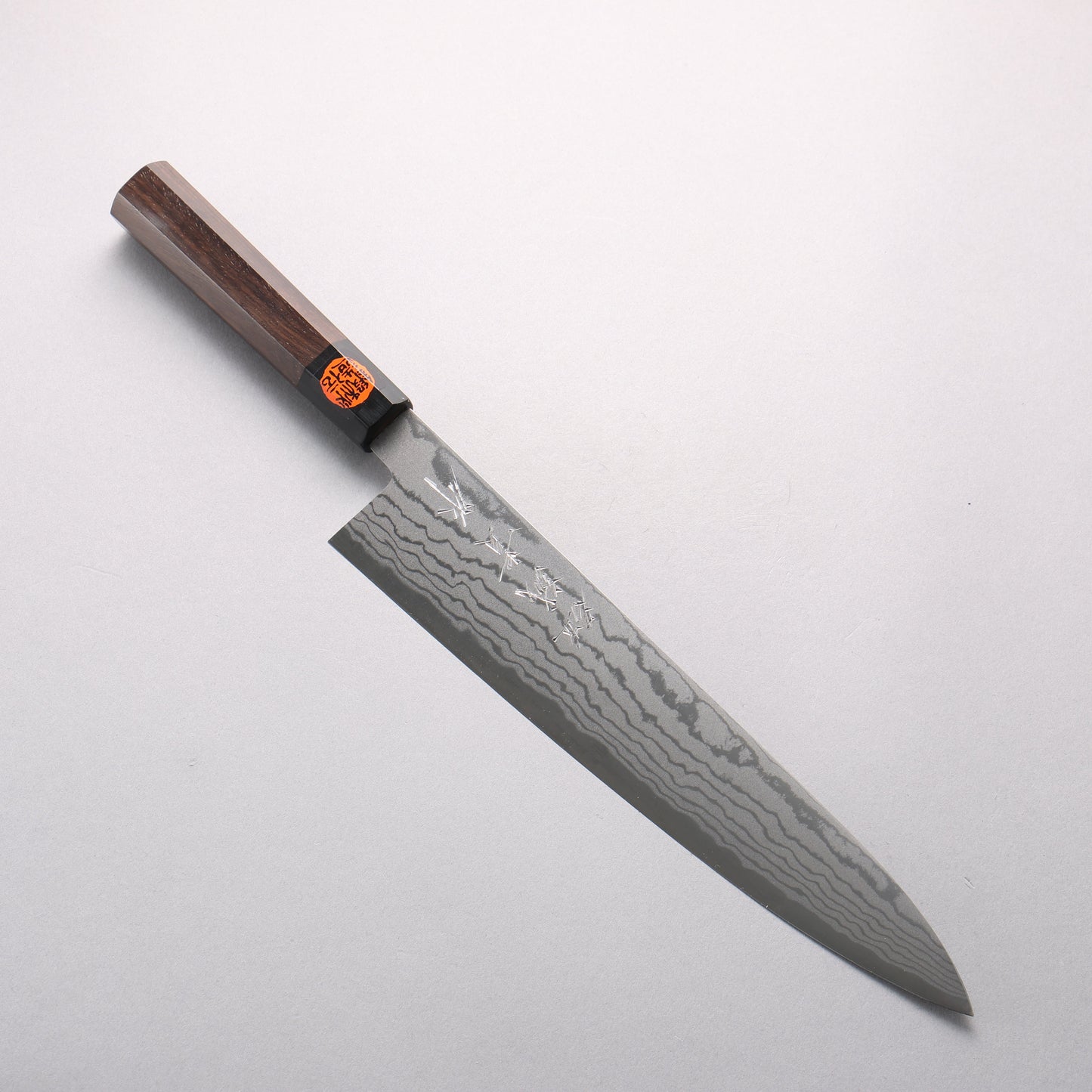 田中 誠貴 青ニ鋼 ダマスカス 牛刀包丁 270mm ウォルナット柄 - 清助刃物