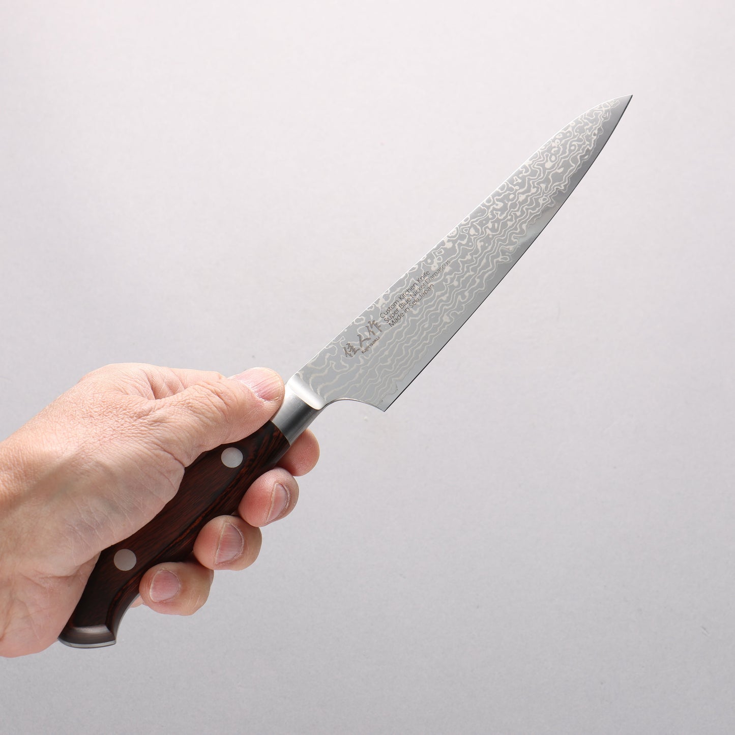 佳人 青スーパー鋼 ダマスカス ペティーナイフ 150mm マホガニー柄