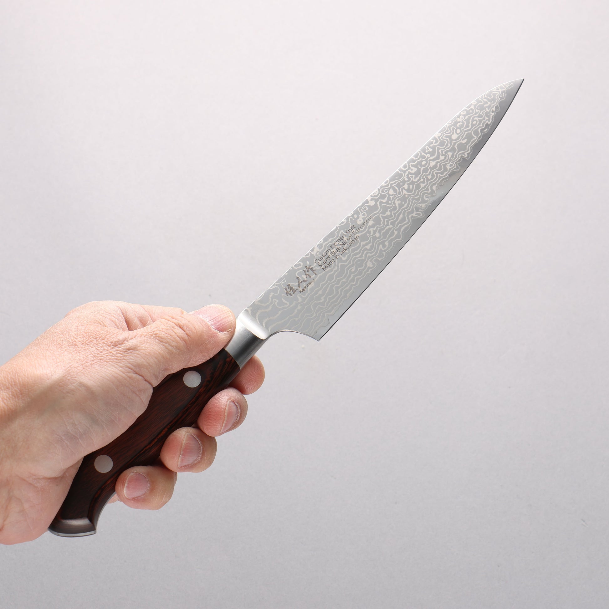 佳人 青スーパー鋼 ダマスカス ペティーナイフ 150mm マホガニー柄