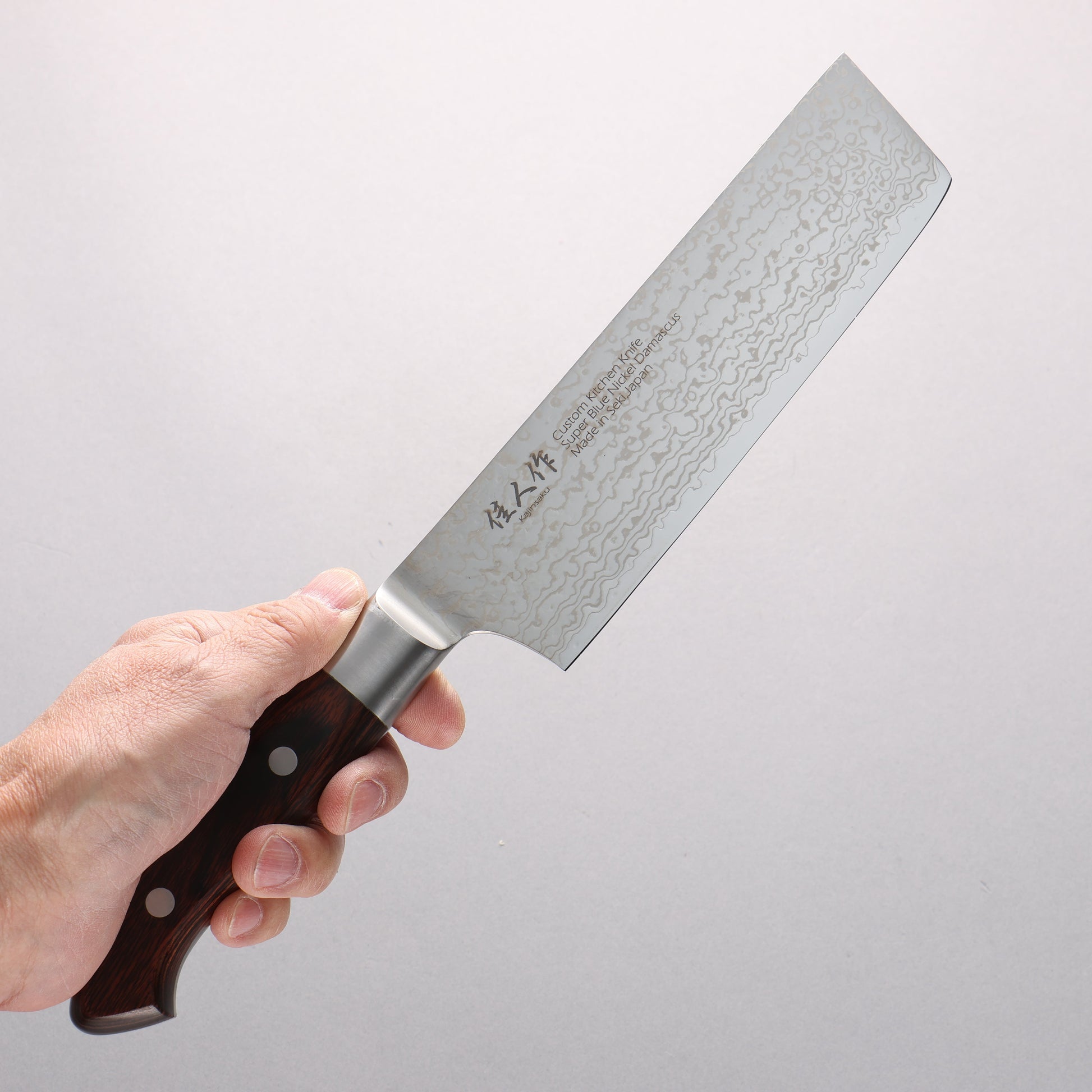 佳人 青スーパー鋼 ダマスカス 菜切包丁 175mm マホガニー柄