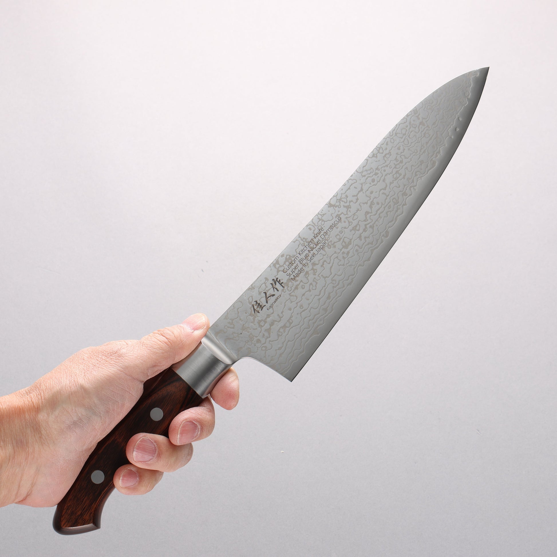 佳人 青スーパー鋼 ダマスカス 牛刀包丁 210mm マホガニー柄