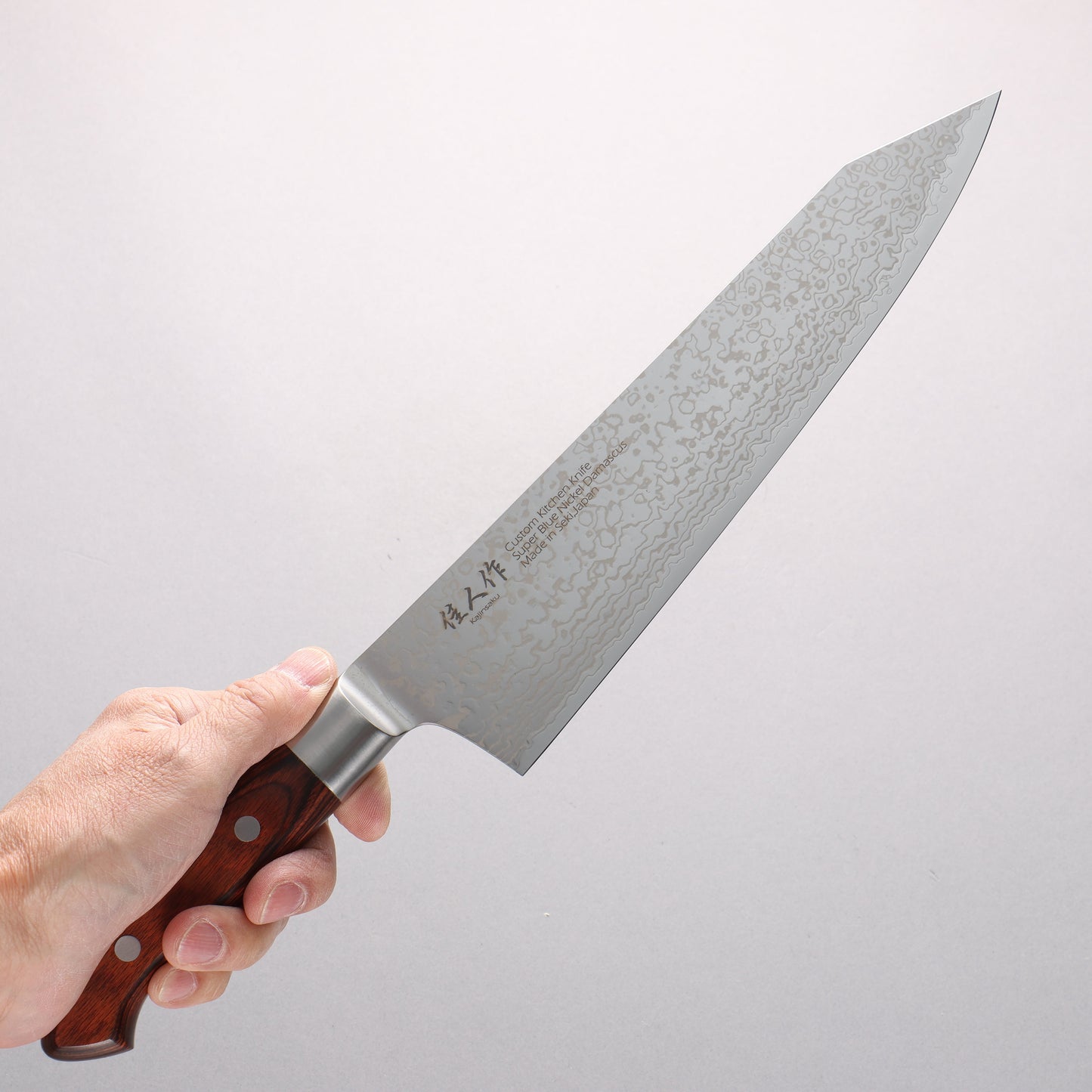 佳人 青スーパー鋼 ダマスカス 切付牛刀包丁 240mm マホガニー柄